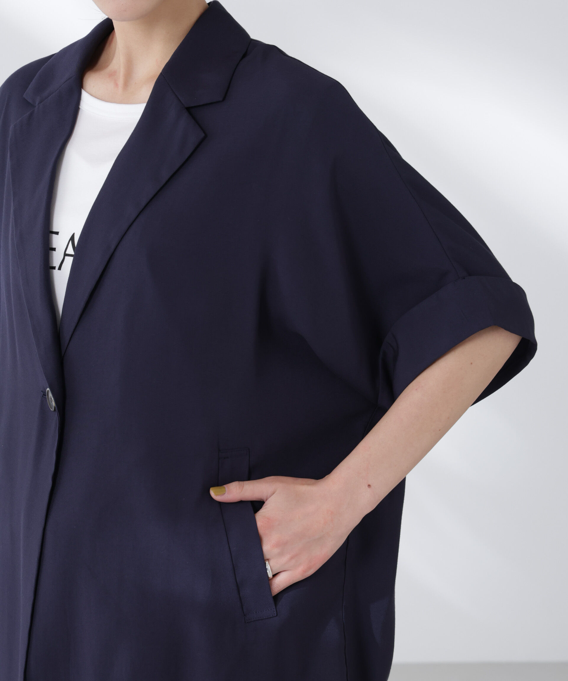 nano･universe「ハーフスリーブラフジャケット」|テーラードジャケット|