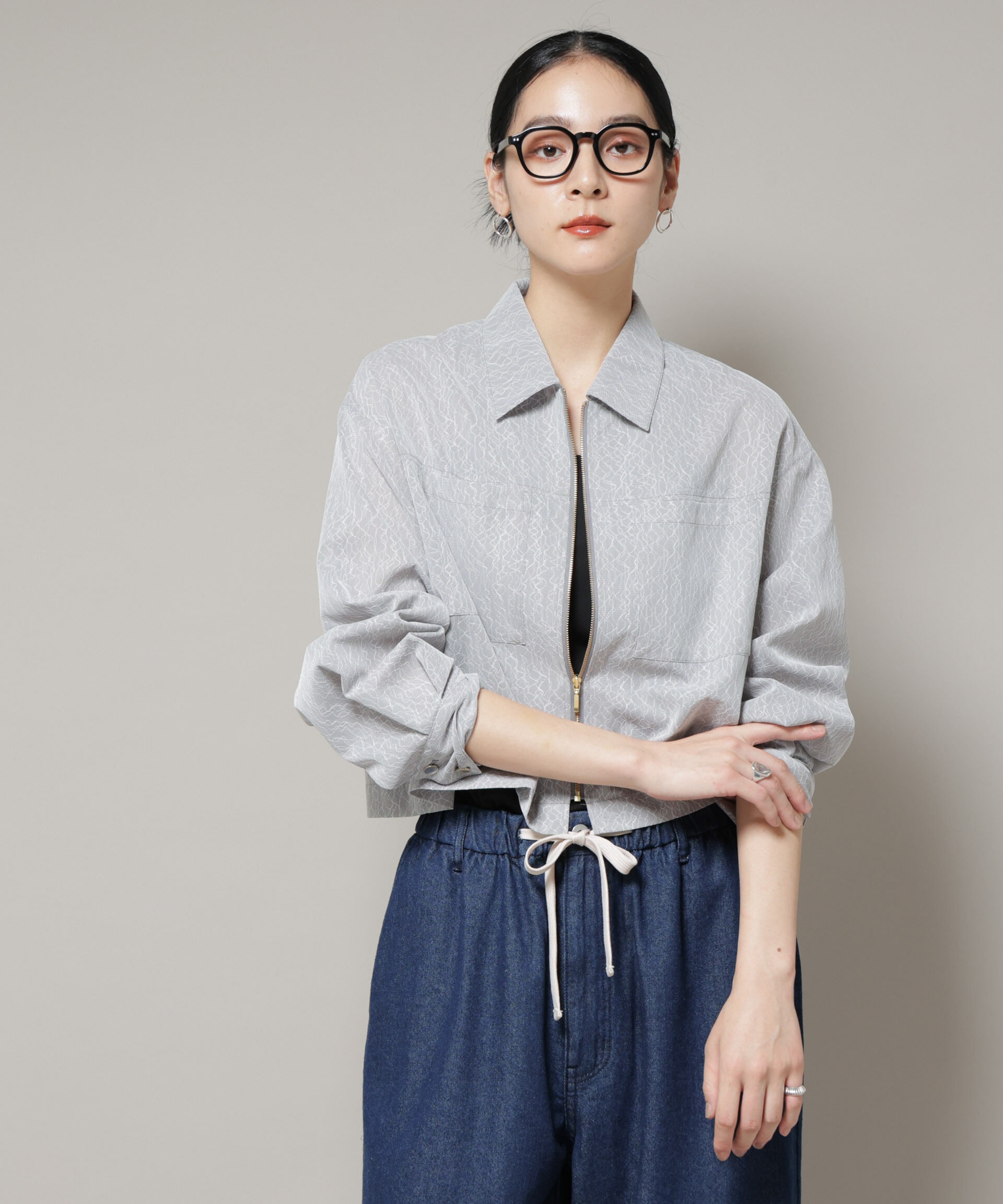 nano･universe「レースボンディングシャツブルゾン」|テーラードジャケット|