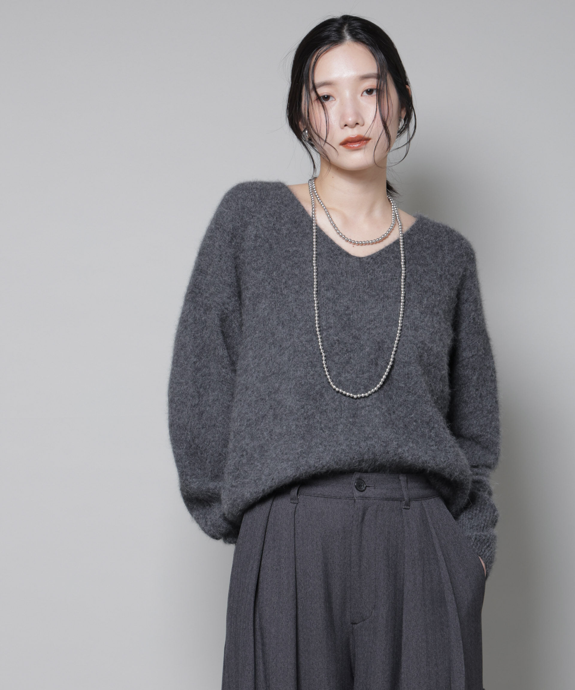 nano･universe「ウォッシャブルフォックスVネックニットプルオーバー」|ニット・セーター|