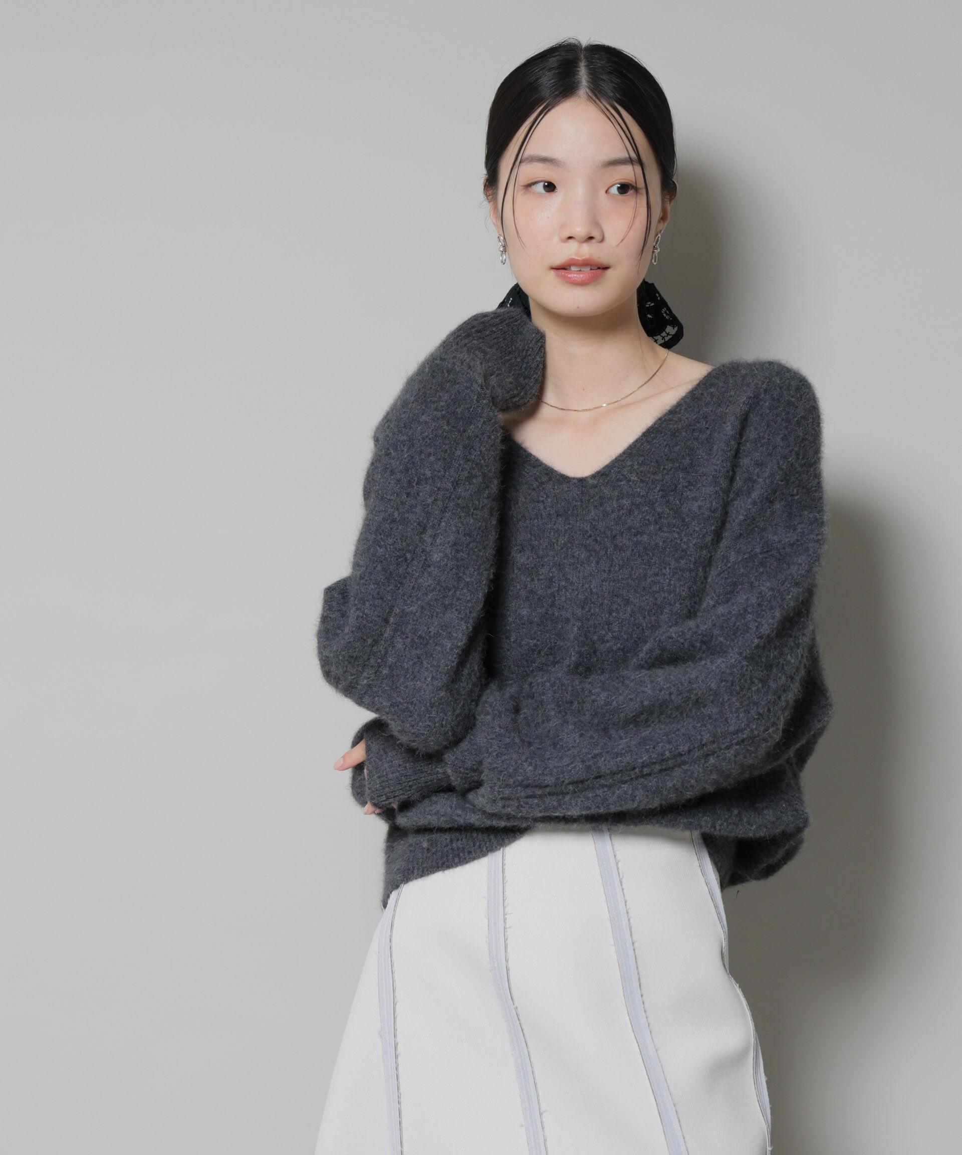 nano･universe「ウォッシャブルフォックスVネックニットプルオーバー」|ニット・セーター|