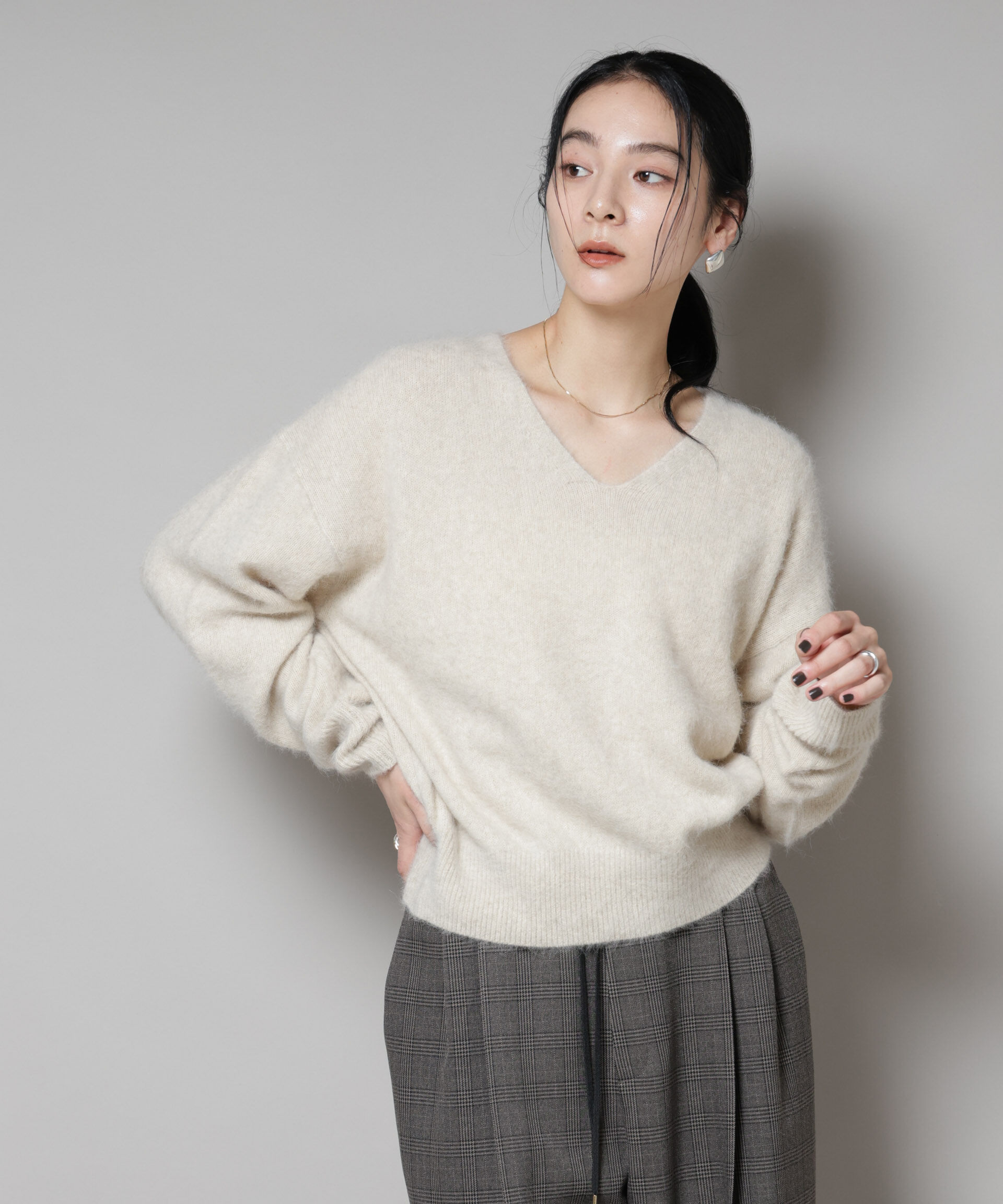 nano･universe「ウォッシャブルフォックスVネックニットプルオーバー」|ニット・セーター|