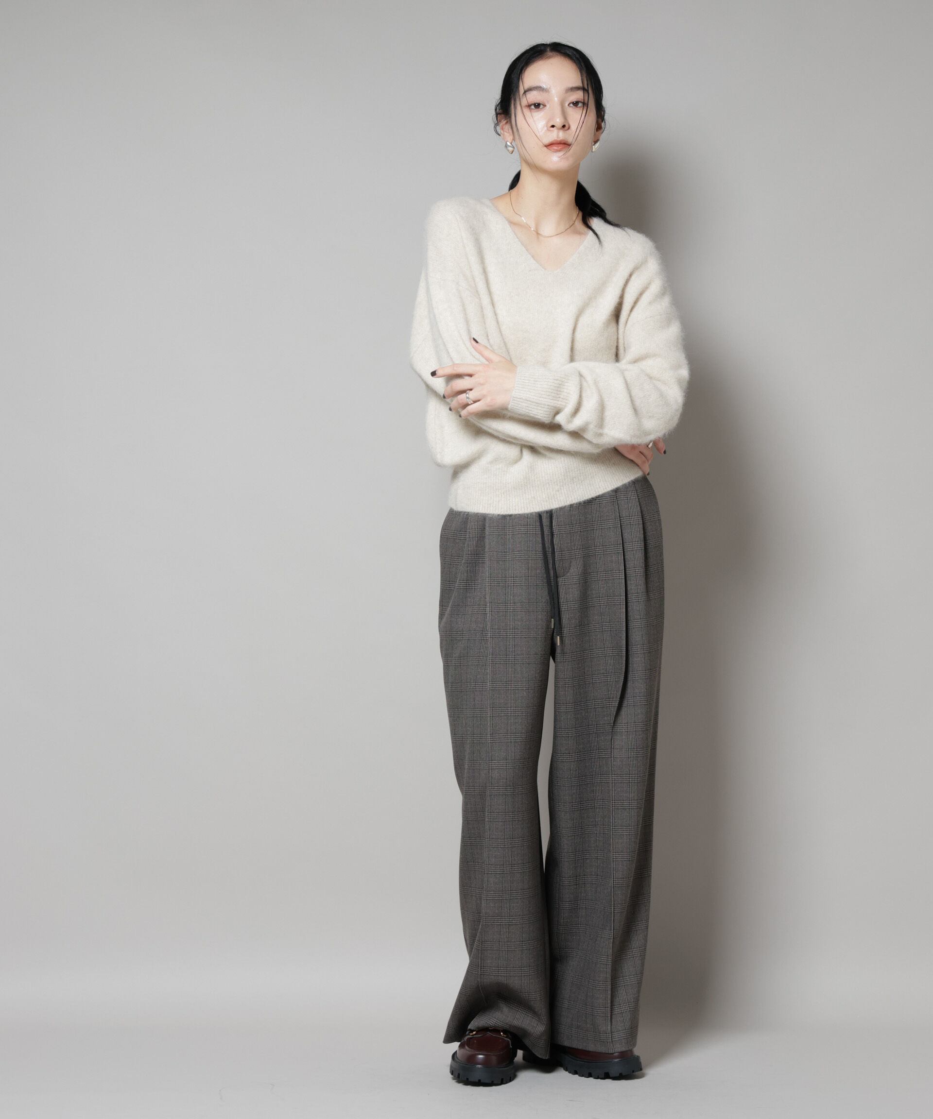 nano･universe「ウォッシャブルフォックスVネックニットプルオーバー」|ニット・セーター|