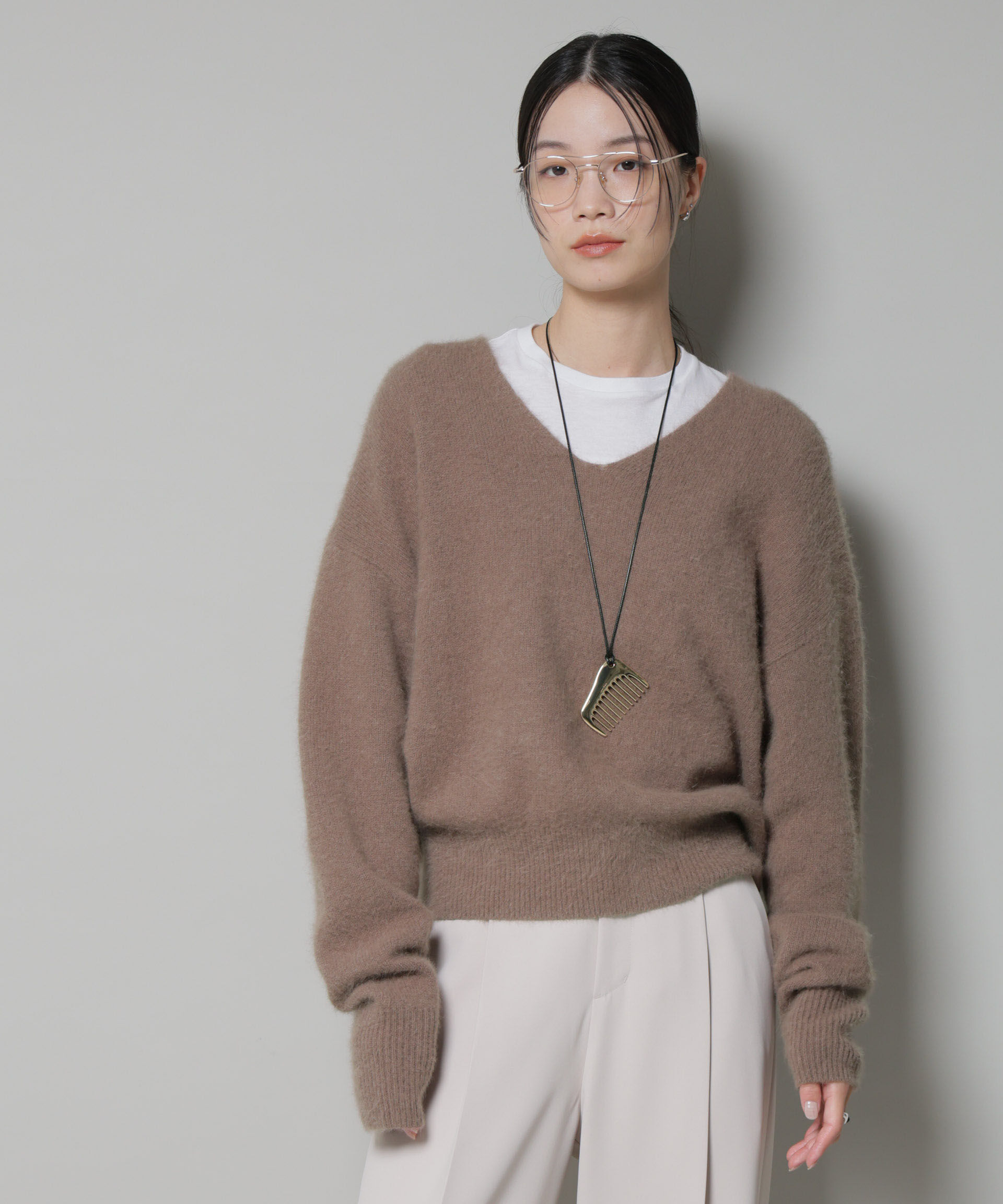 nano･universe「ウォッシャブルフォックスVネックニットプルオーバー」|ニット・セーター|