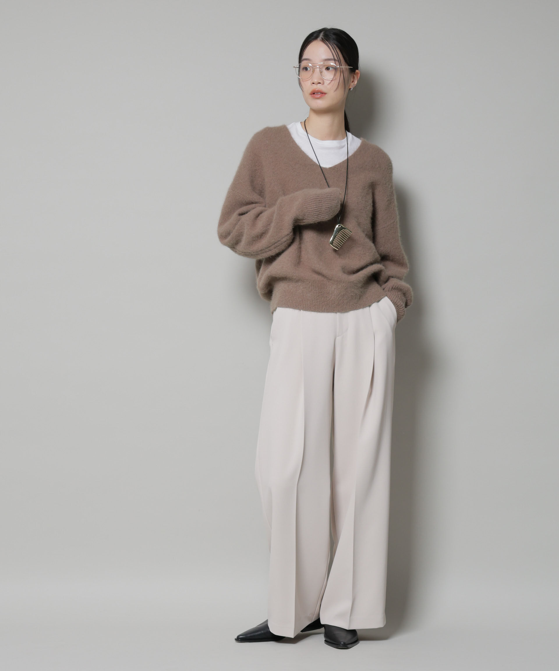 nano･universe「ウォッシャブルフォックスVネックニットプルオーバー」|ニット・セーター|