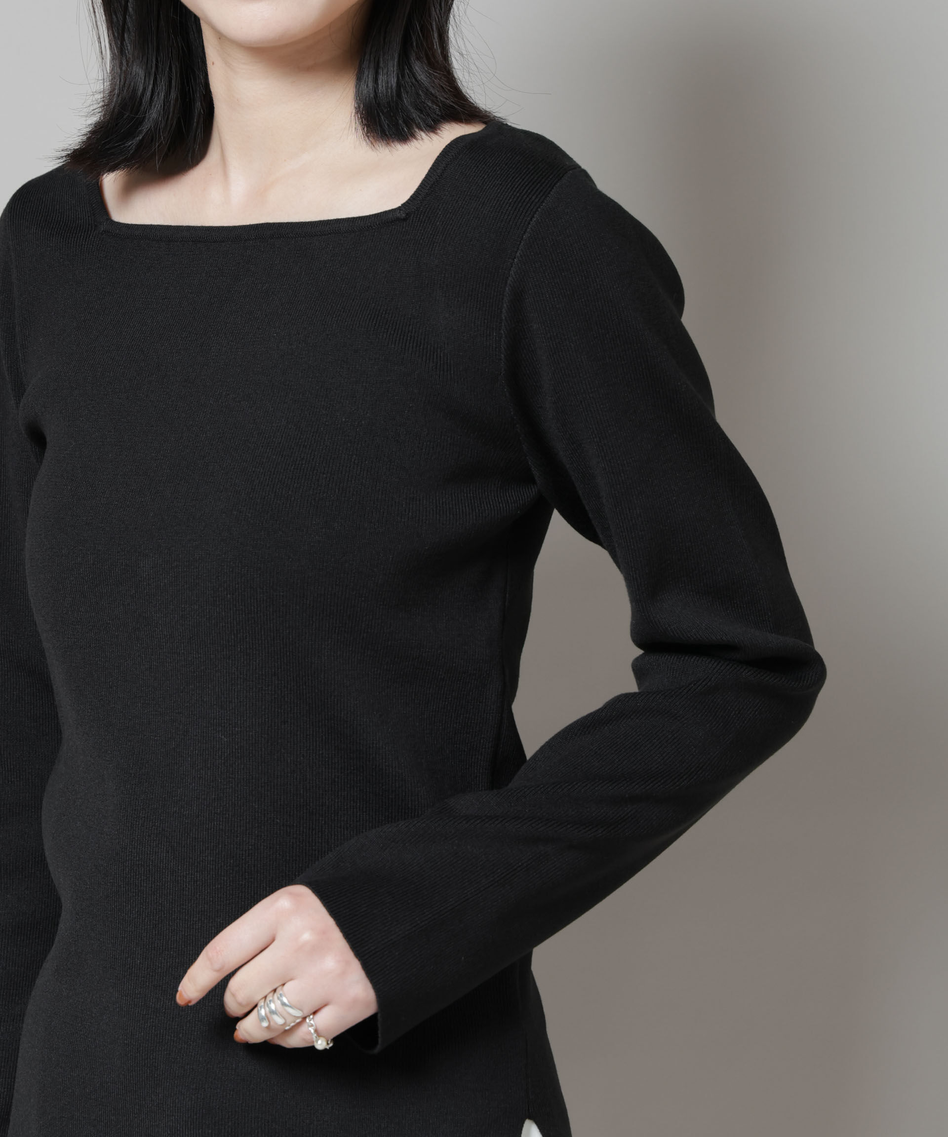 nano･universe「スクエア&ボートネック前後2wayニットプルオーバー」|ニット・セーター|