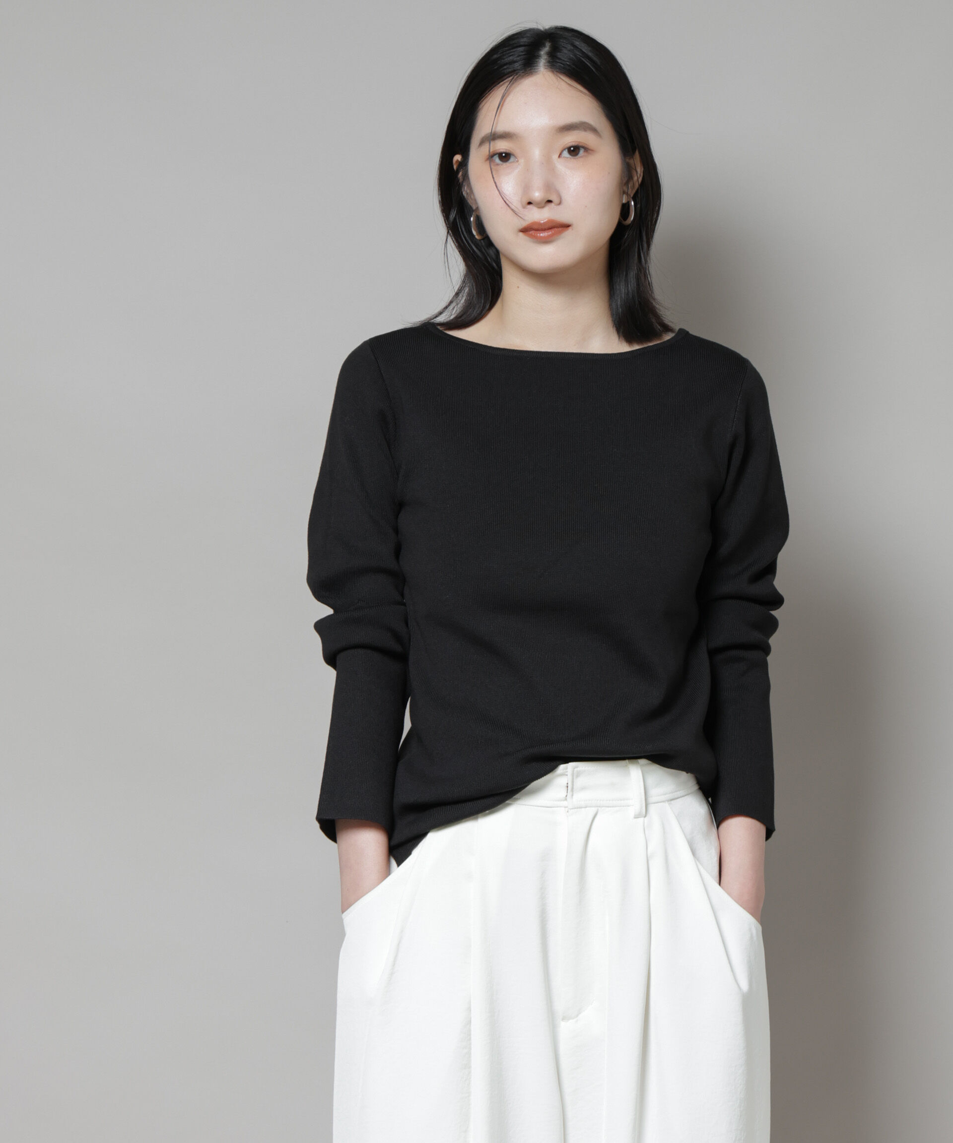 nano･universe「スクエア&ボートネック前後2wayニットプルオーバー」|ニット・セーター|