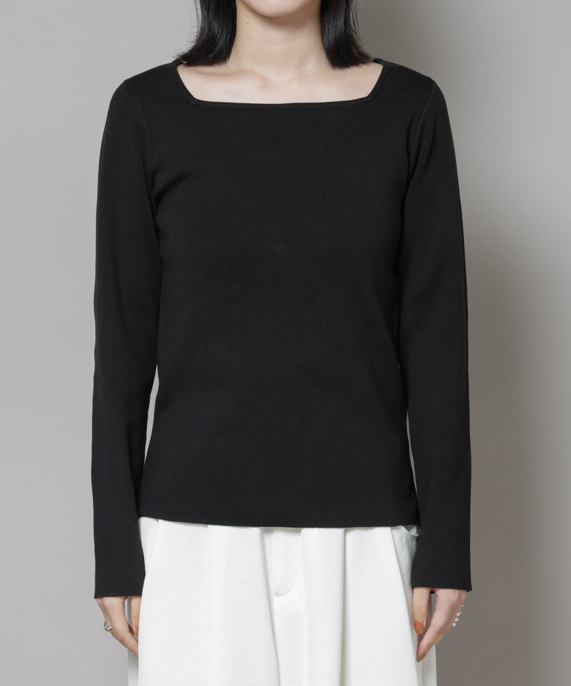 nano･universe「スクエア&ボートネック前後2wayニットプルオーバー」|ニット・セーター|