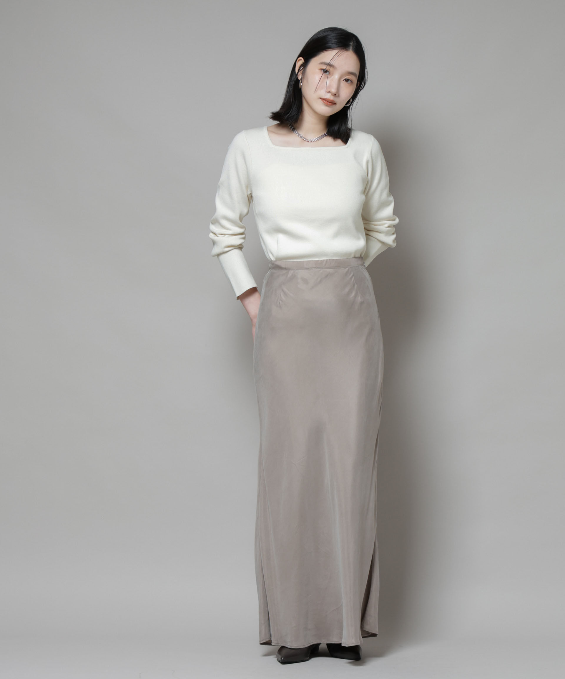 nano･universe「スクエア&ボートネック前後2wayニットプルオーバー」|ニット・セーター|