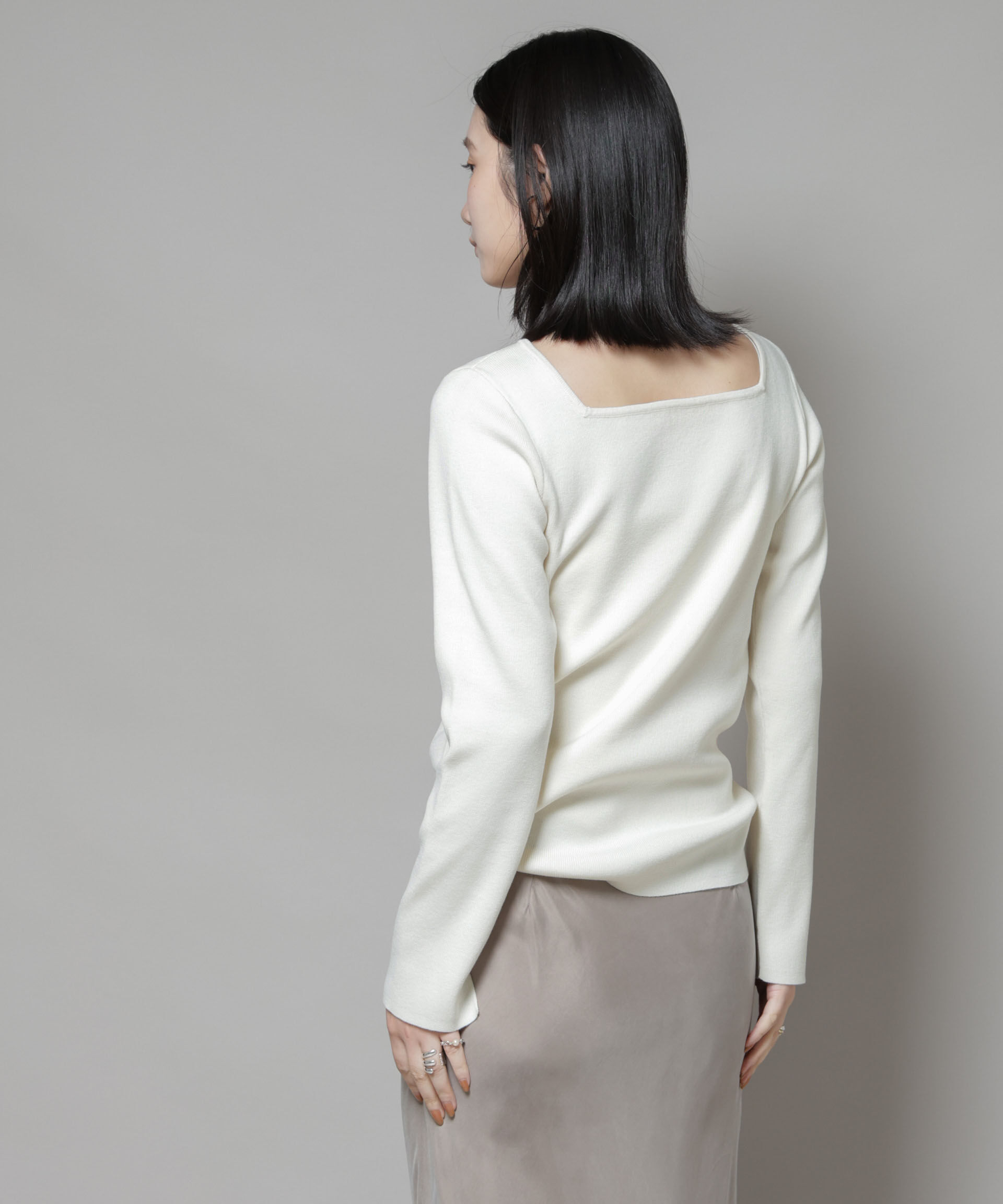 nano･universe「スクエア&ボートネック前後2wayニットプルオーバー」|ニット・セーター|