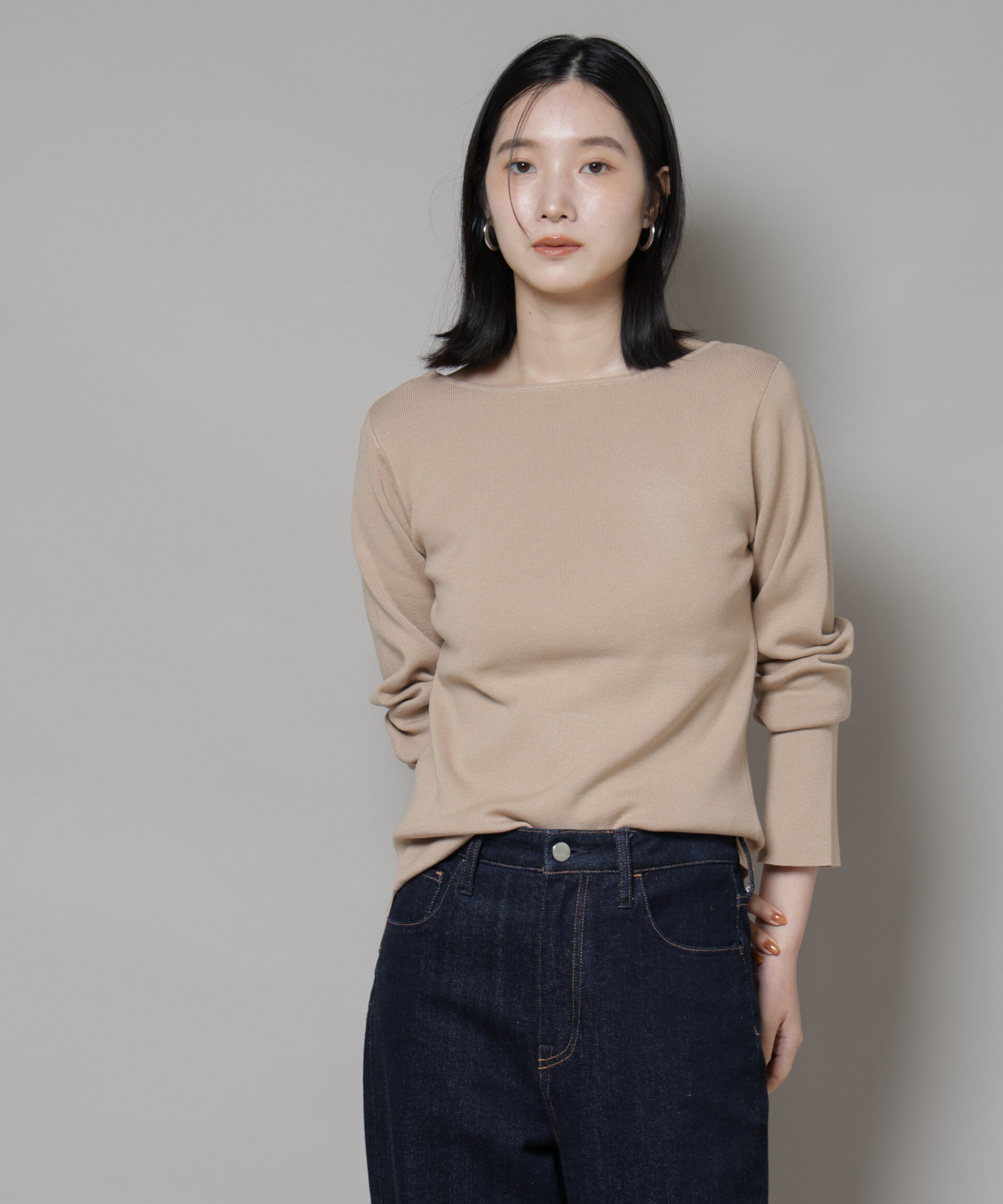 nano･universe「スクエア&ボートネック前後2wayニットプルオーバー」|ニット・セーター|