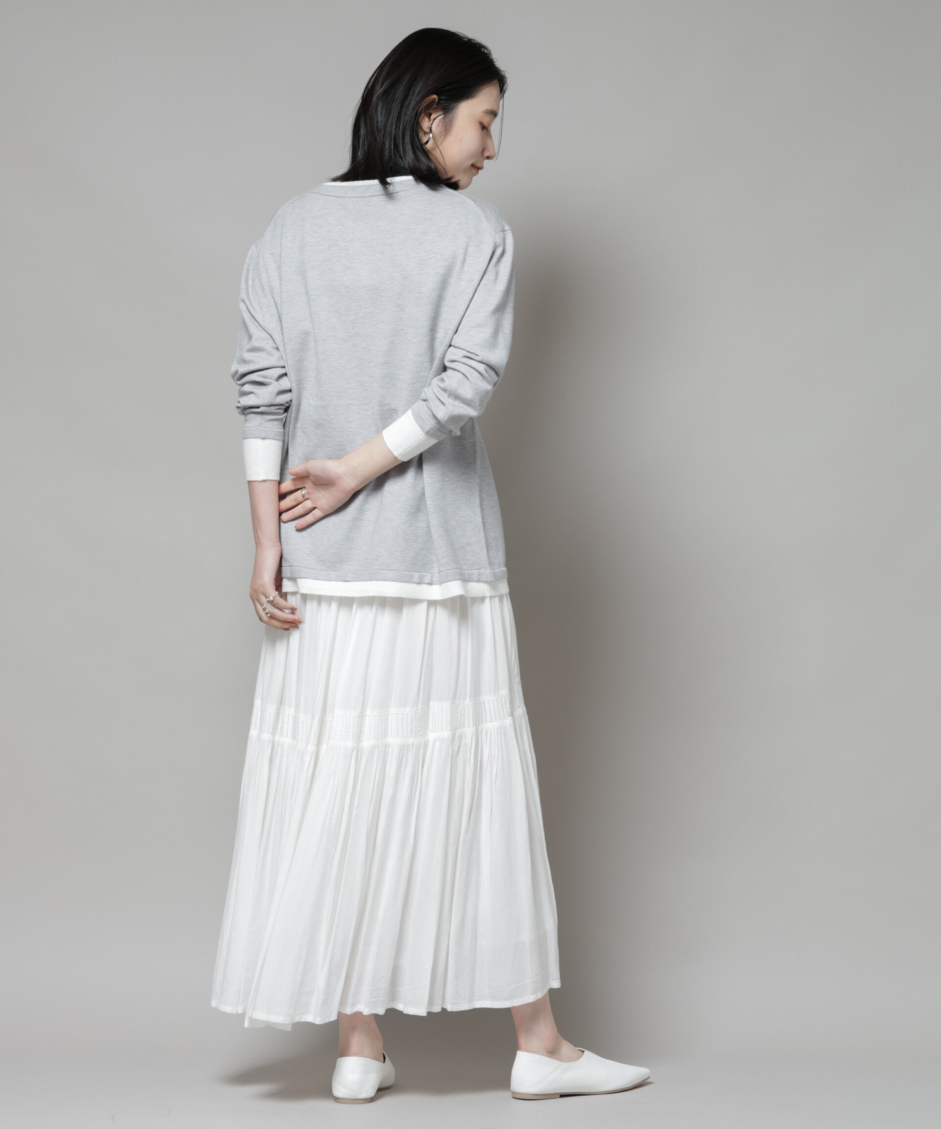 nano･universe「レイヤード風バイカラーヘンリーネックニット」|ニット・セーター|