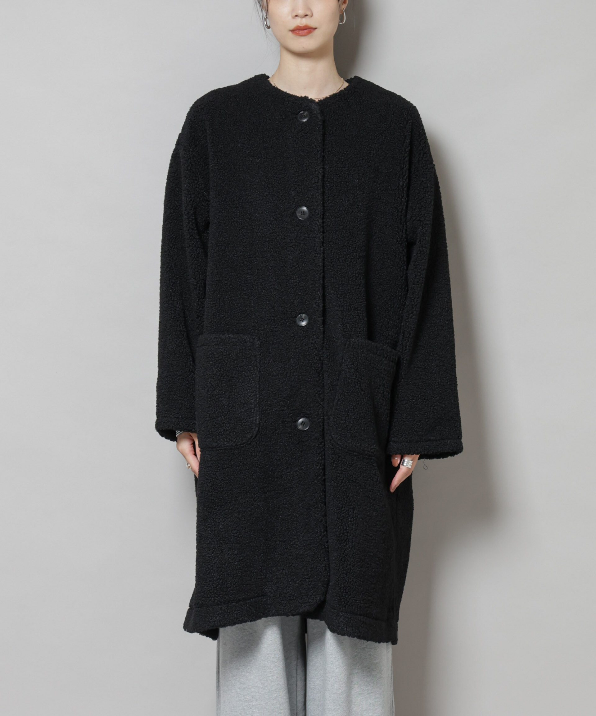 nano･universe「ソフトボアノーカラーコート」|その他|