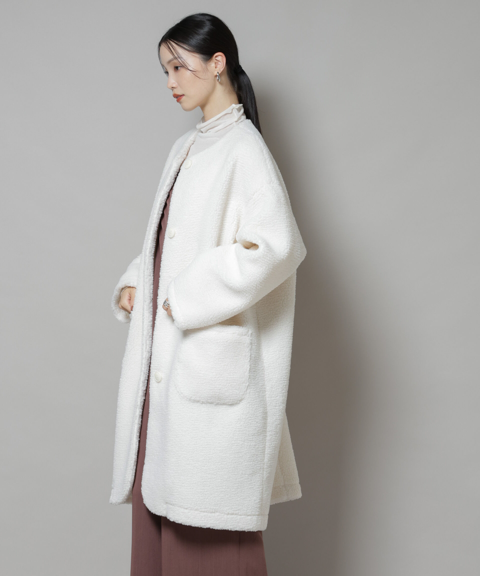 nano･universe「ソフトボアノーカラーコート」|その他|