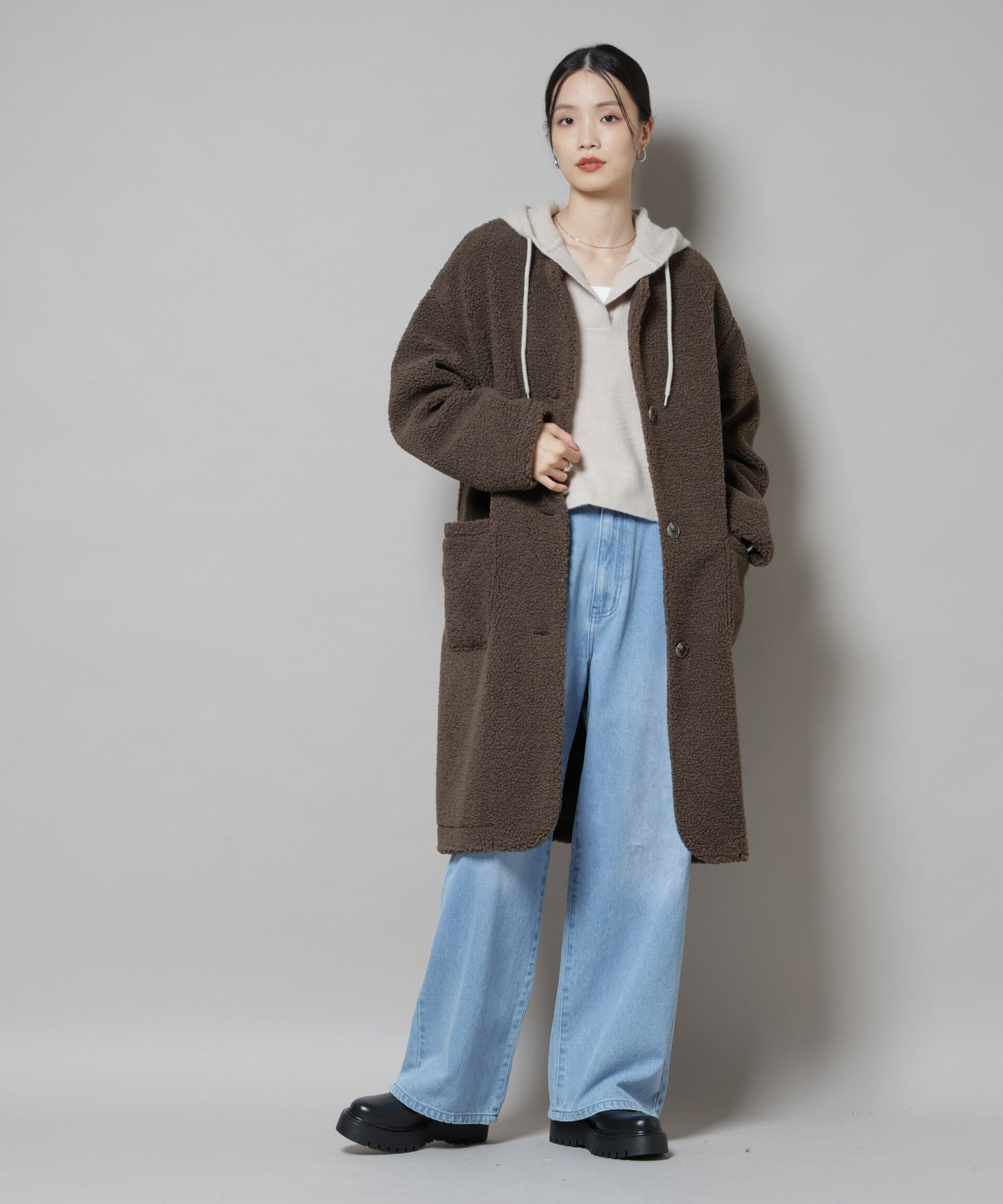 nano･universe「ソフトボアノーカラーコート」|その他|