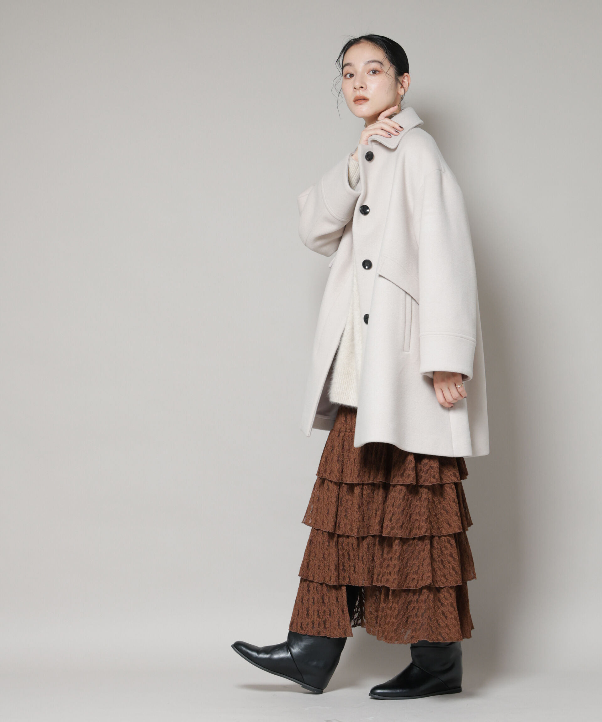 nano･universe「WooLoop Aラインステンカラーミドルコート」|その他|