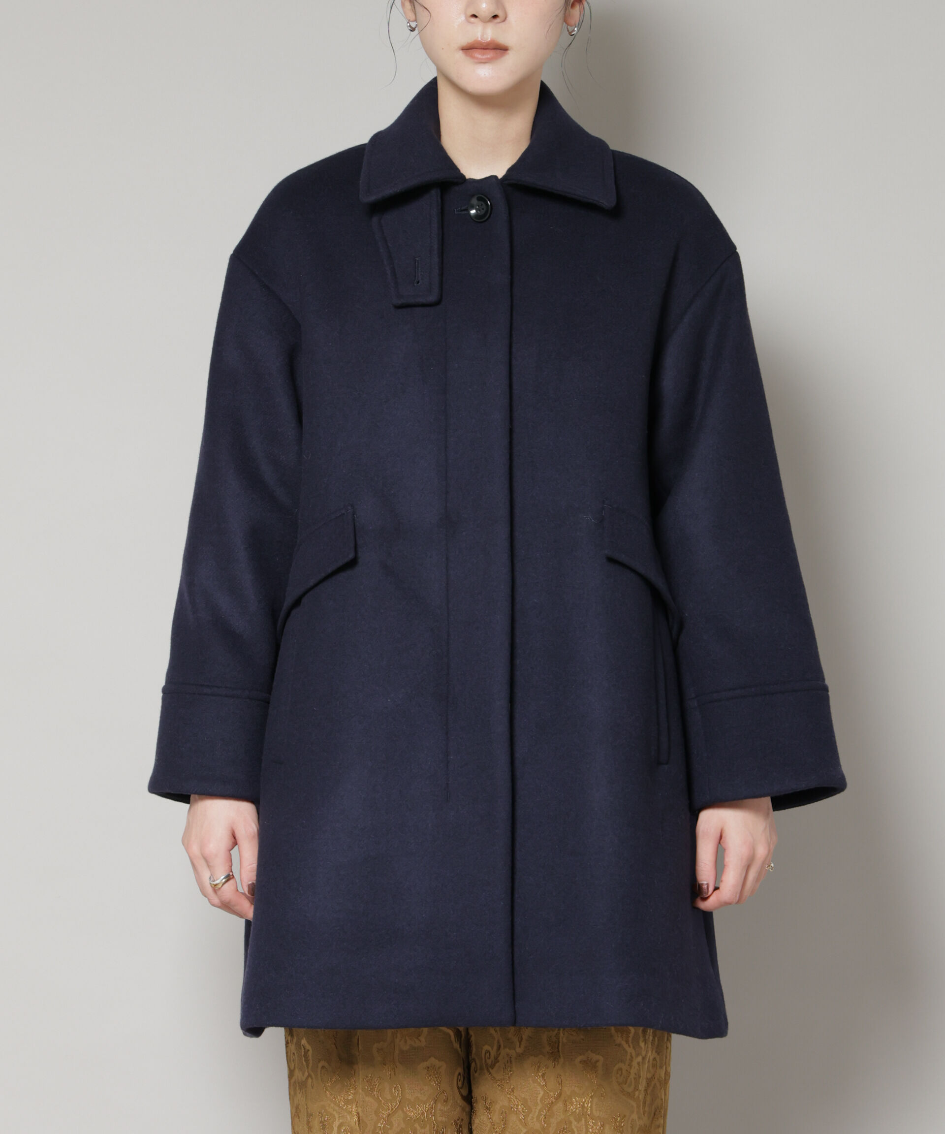 nano･universe「WooLoop Aラインステンカラーミドルコート」|その他|