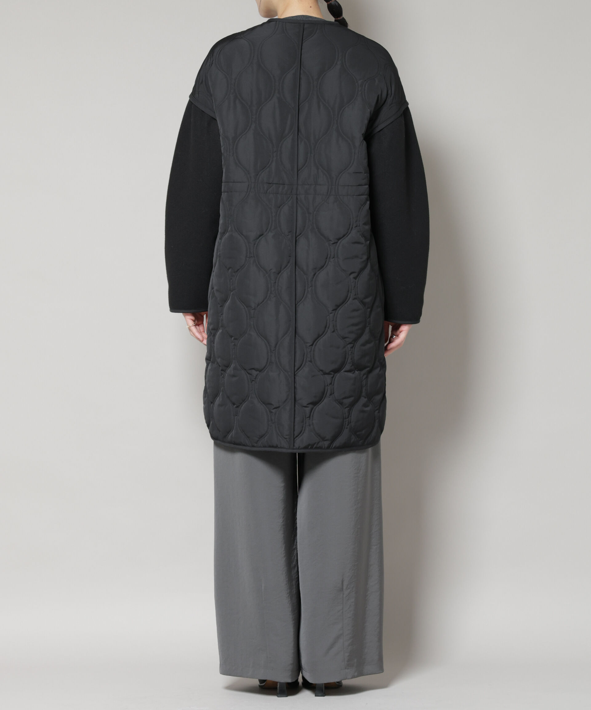 nano･universe「異素材コンビキルティングノーカラーコート」|その他|