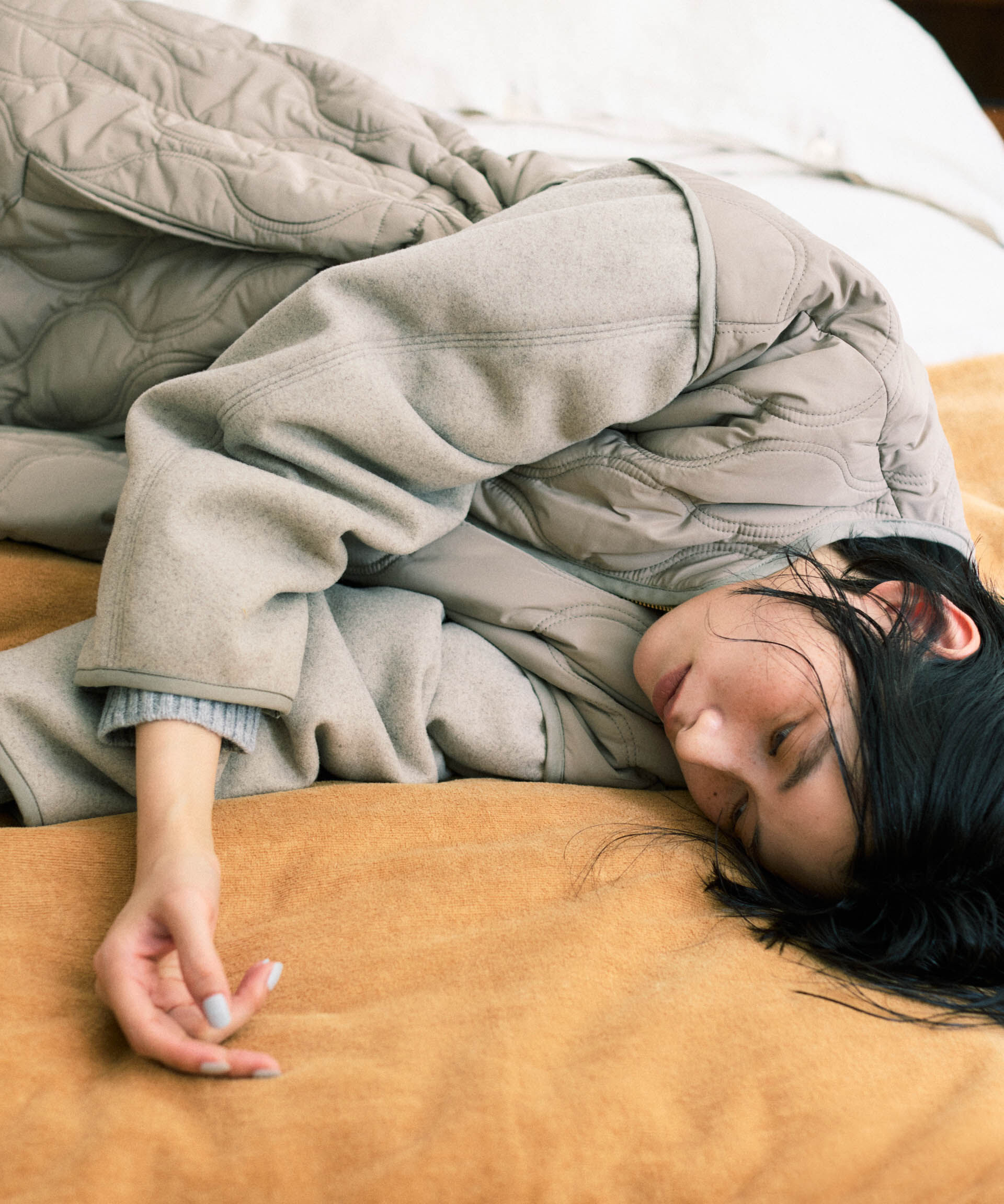 nano･universe「異素材コンビキルティングノーカラーコート」|その他|