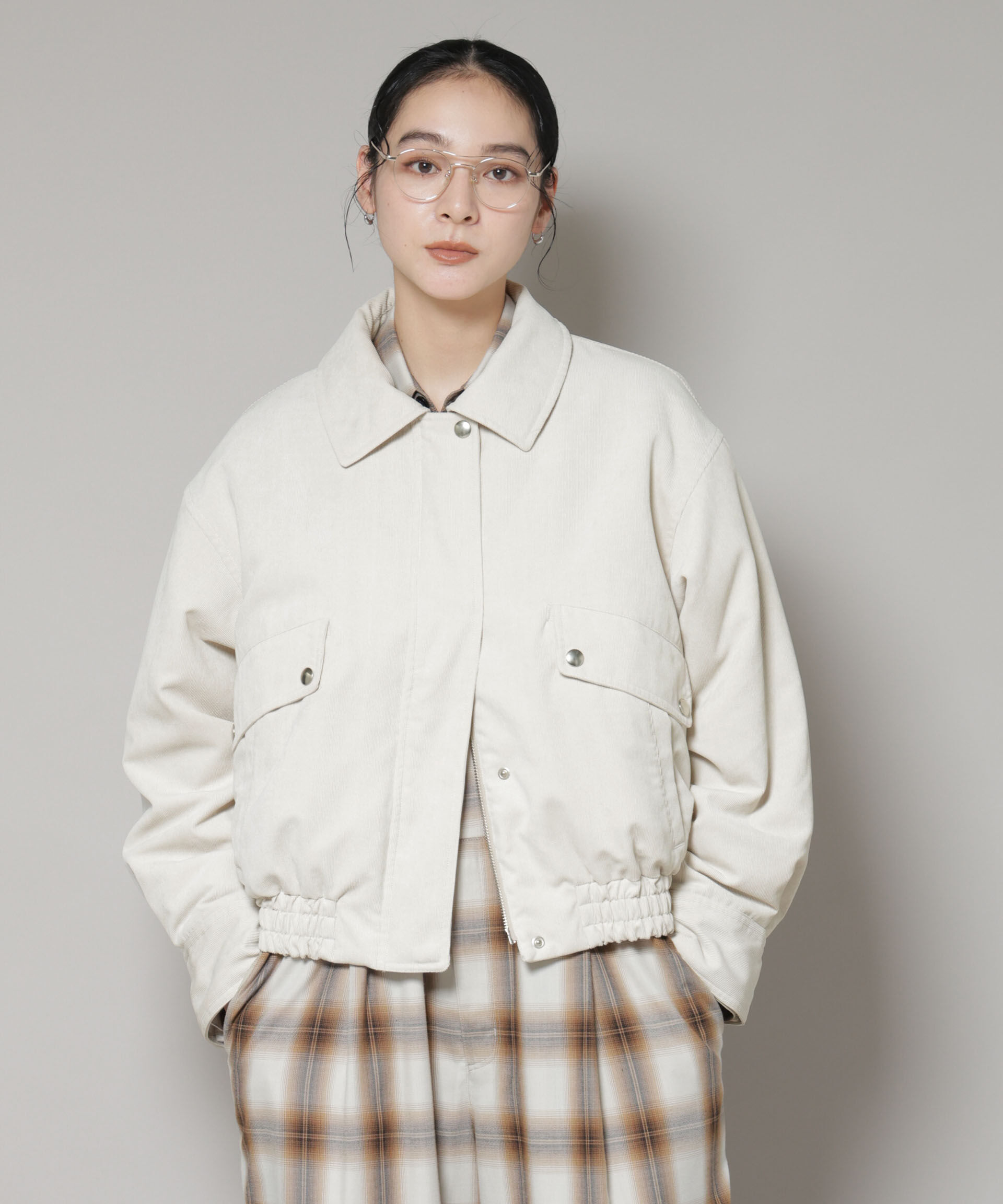 nano･universe「ボア衿付きコーデュロイ中綿ブルゾン」|ブルゾン・スタジャン|