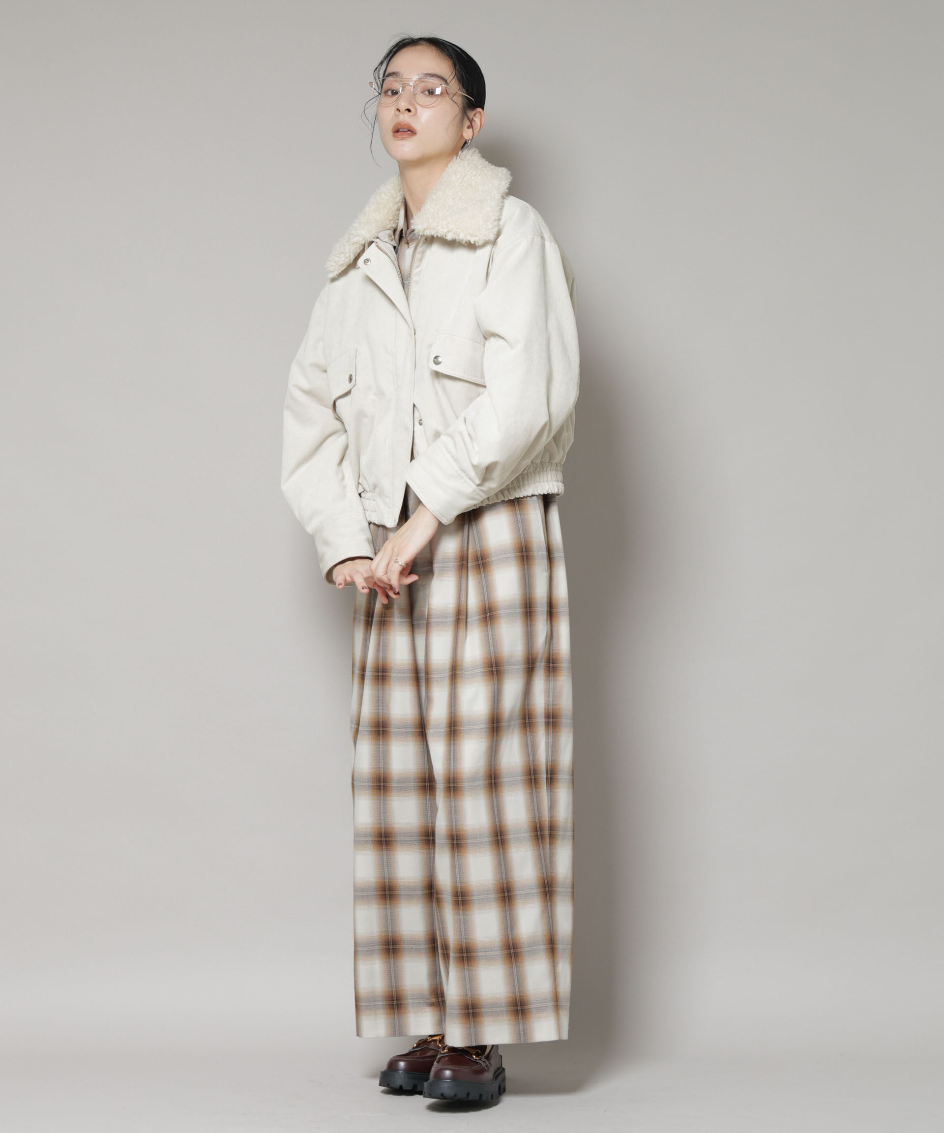 nano･universe「ボア衿付きコーデュロイ中綿ブルゾン」|ブルゾン・スタジャン|