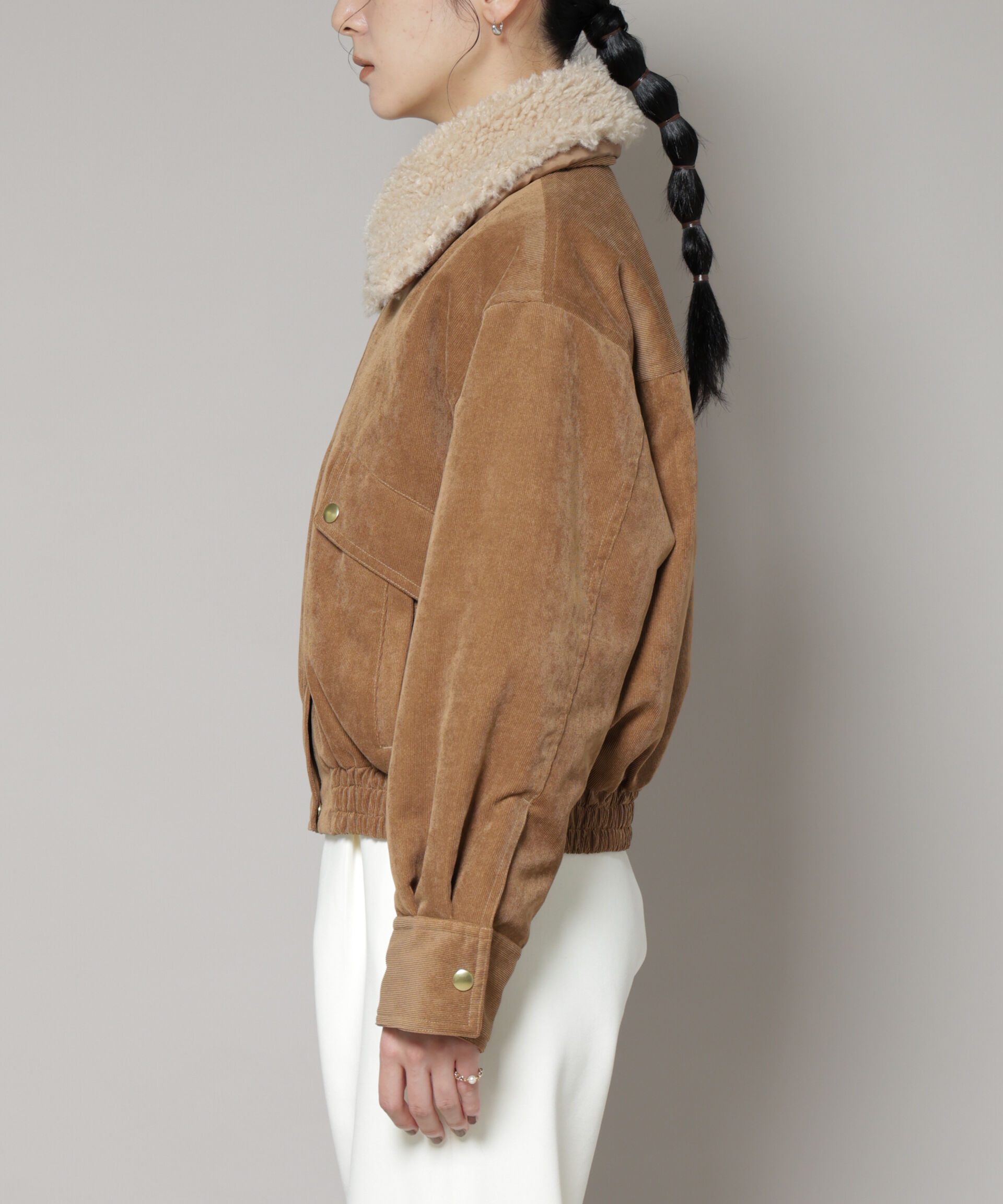 nano･universe「ボア衿付きコーデュロイ中綿ブルゾン」|ブルゾン・スタジャン|