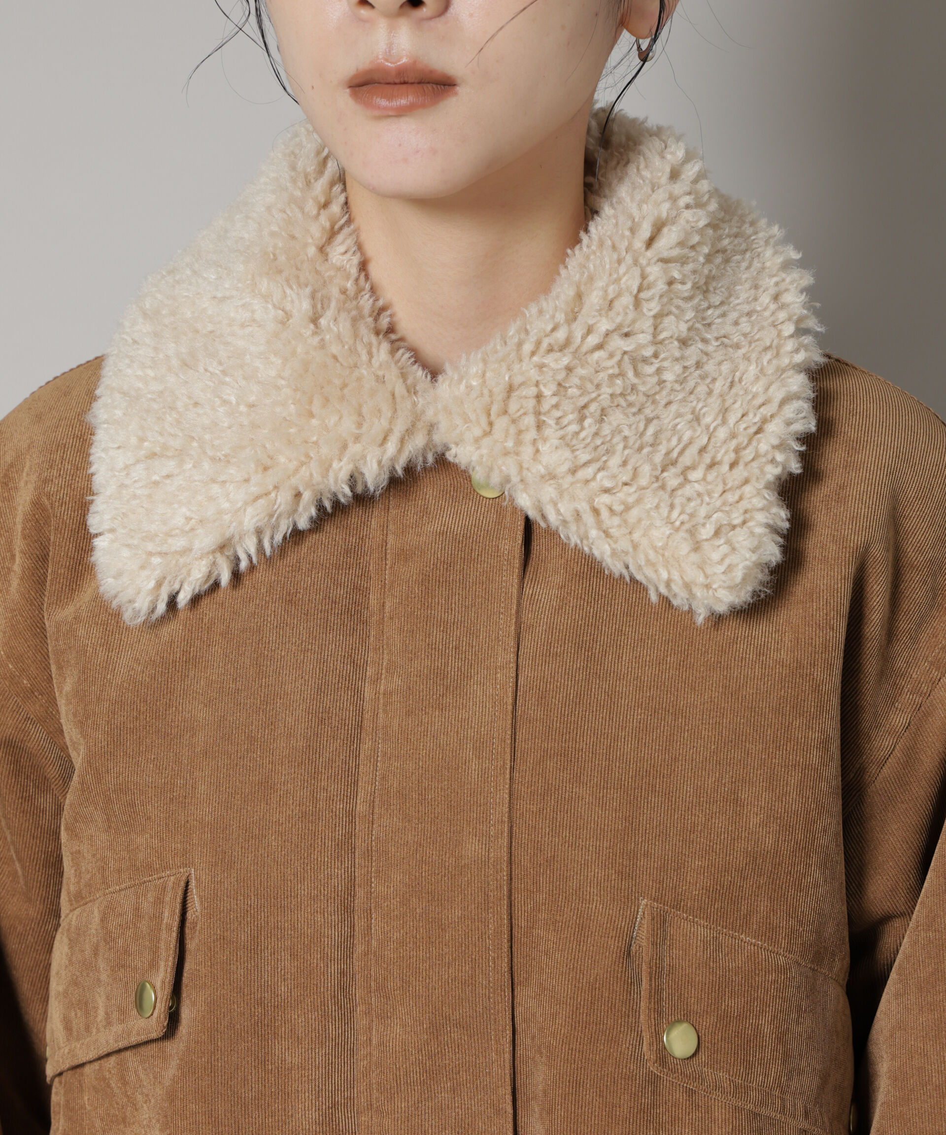 nano･universe「ボア衿付きコーデュロイ中綿ブルゾン」|ブルゾン・スタジャン|