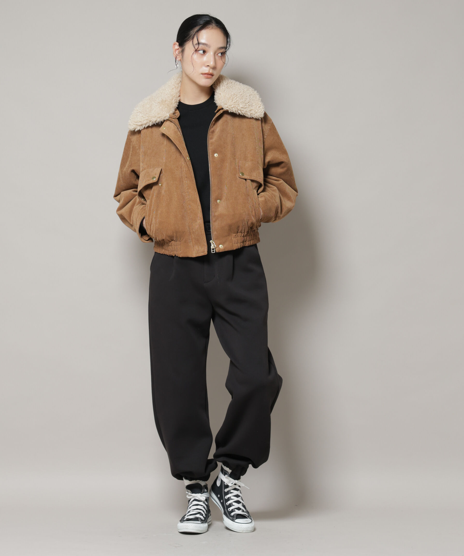 nano･universe「ボア衿付きコーデュロイ中綿ブルゾン」|ブルゾン・スタジャン|