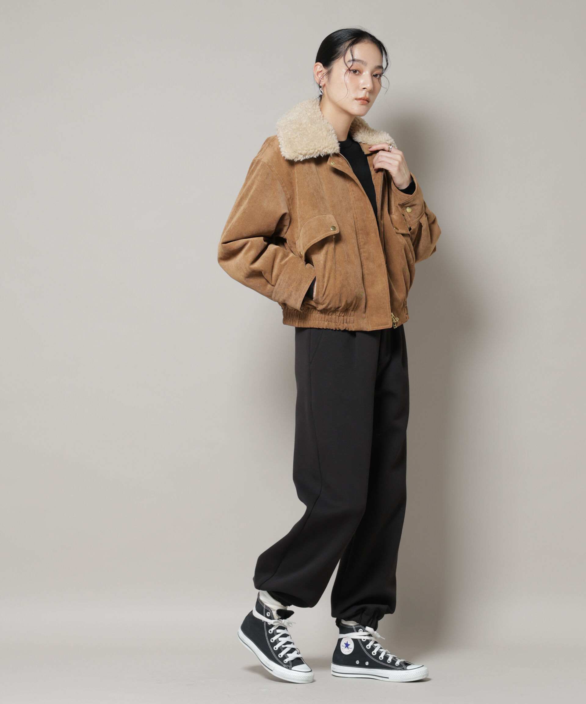 nano･universe「ボア衿付きコーデュロイ中綿ブルゾン」|ブルゾン・スタジャン|