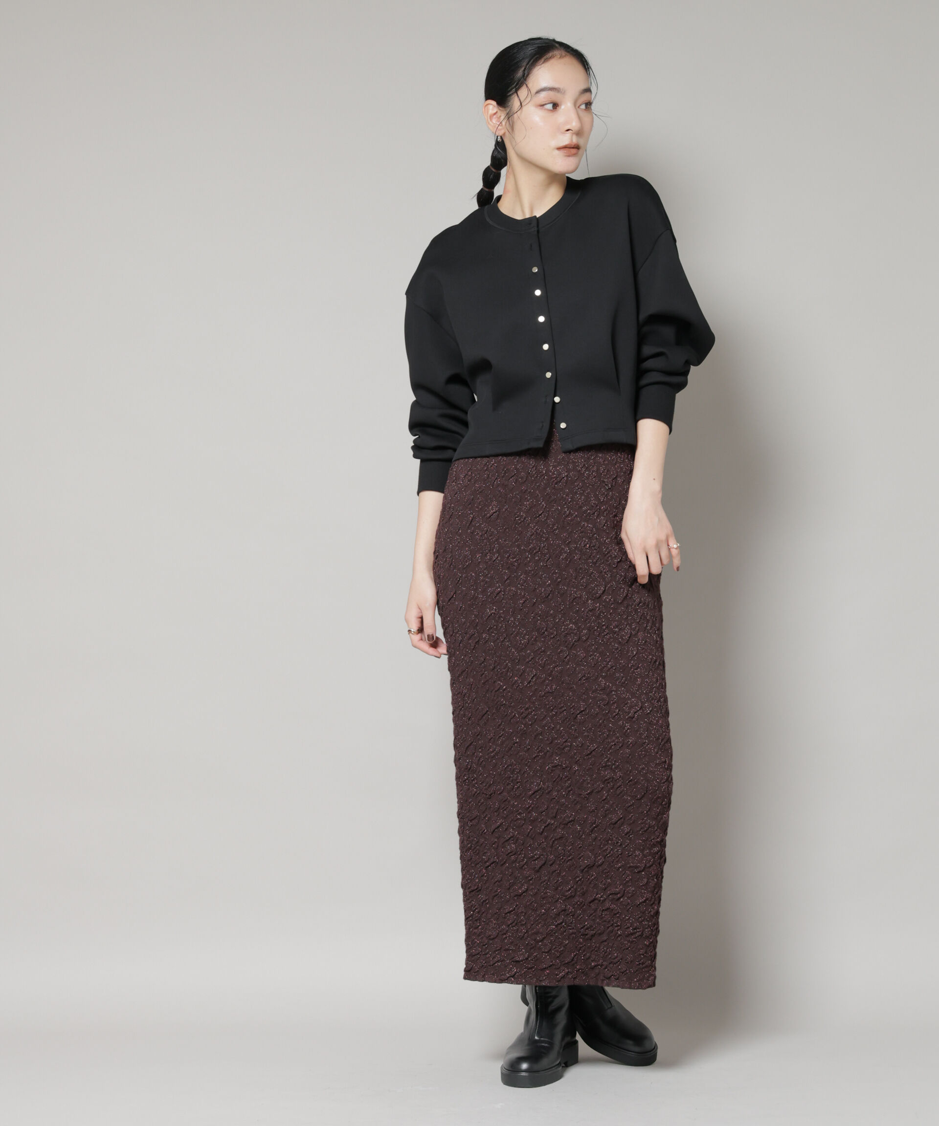 nano･universe「ラメジャガードニットタイトスカート」|スカート|