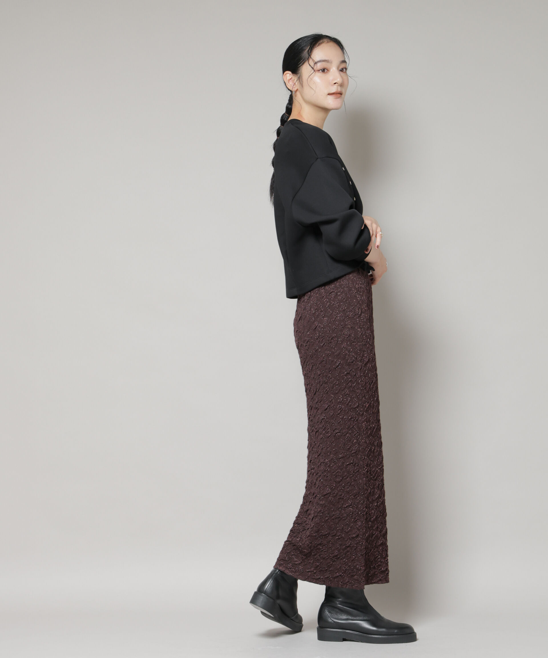 nano･universe「ラメジャガードニットタイトスカート」|スカート|