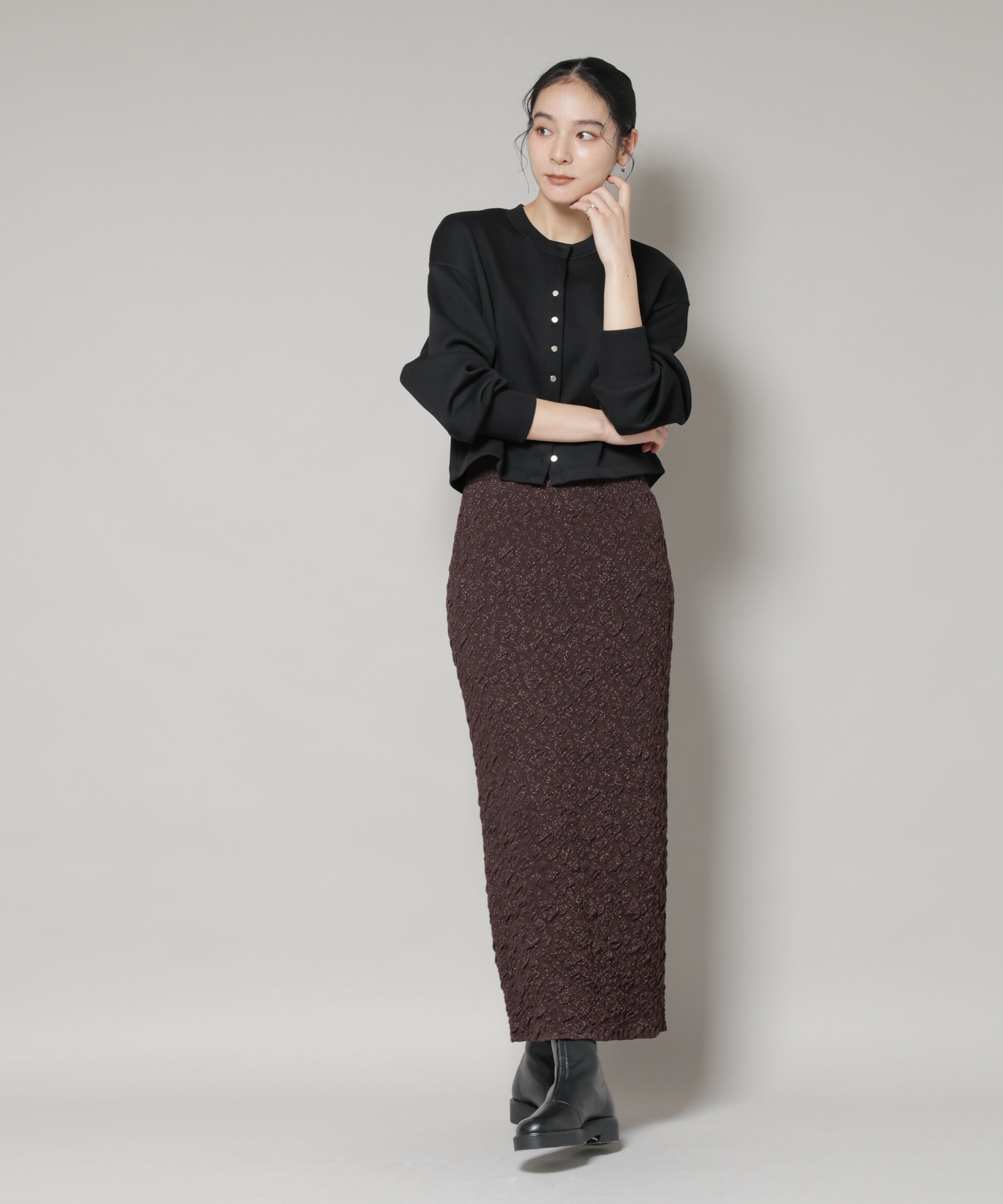 nano･universe「ラメジャガードニットタイトスカート」|スカート|