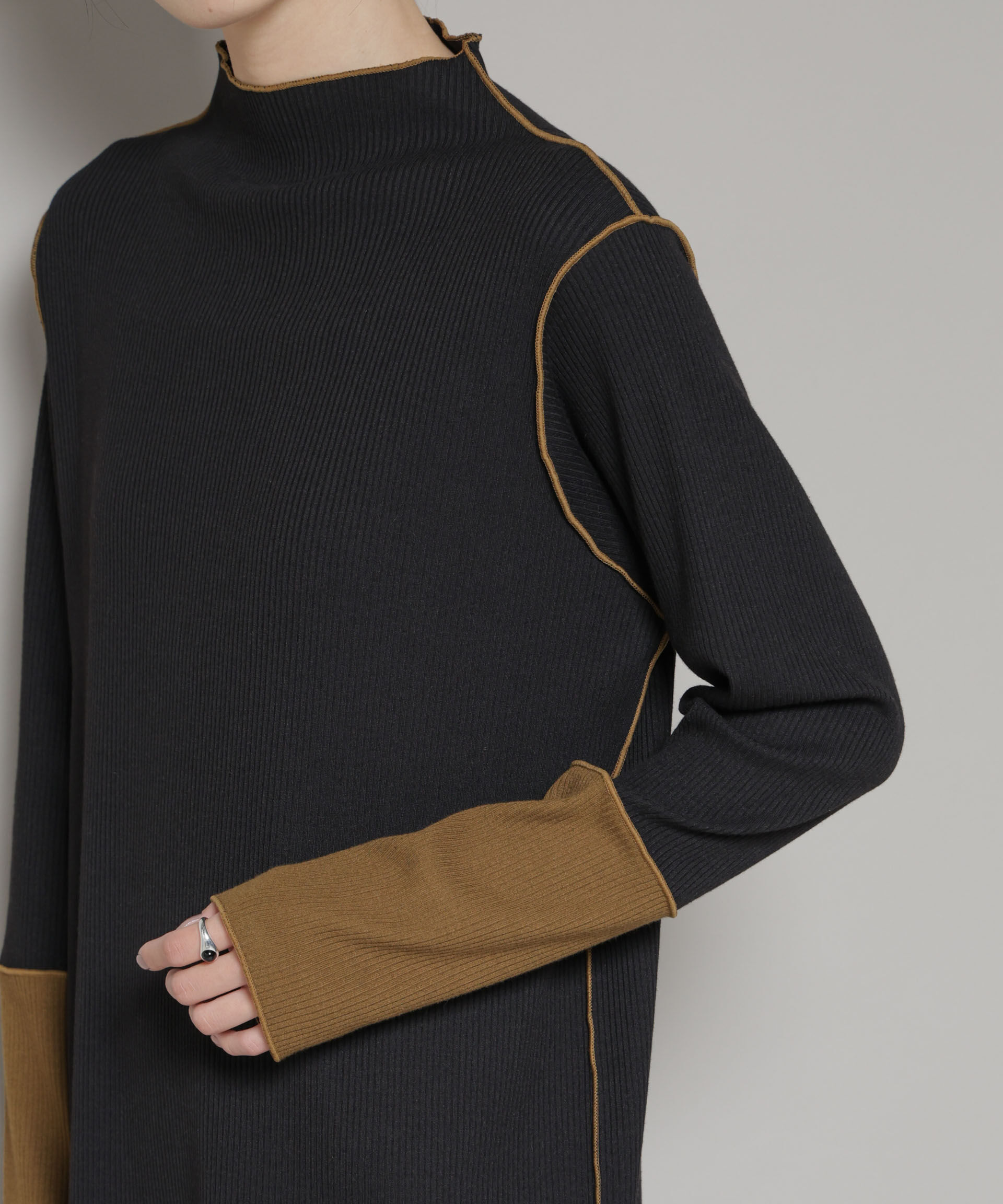 nano･universe「テレコリブ配色メローワンピース」|ワンピース|