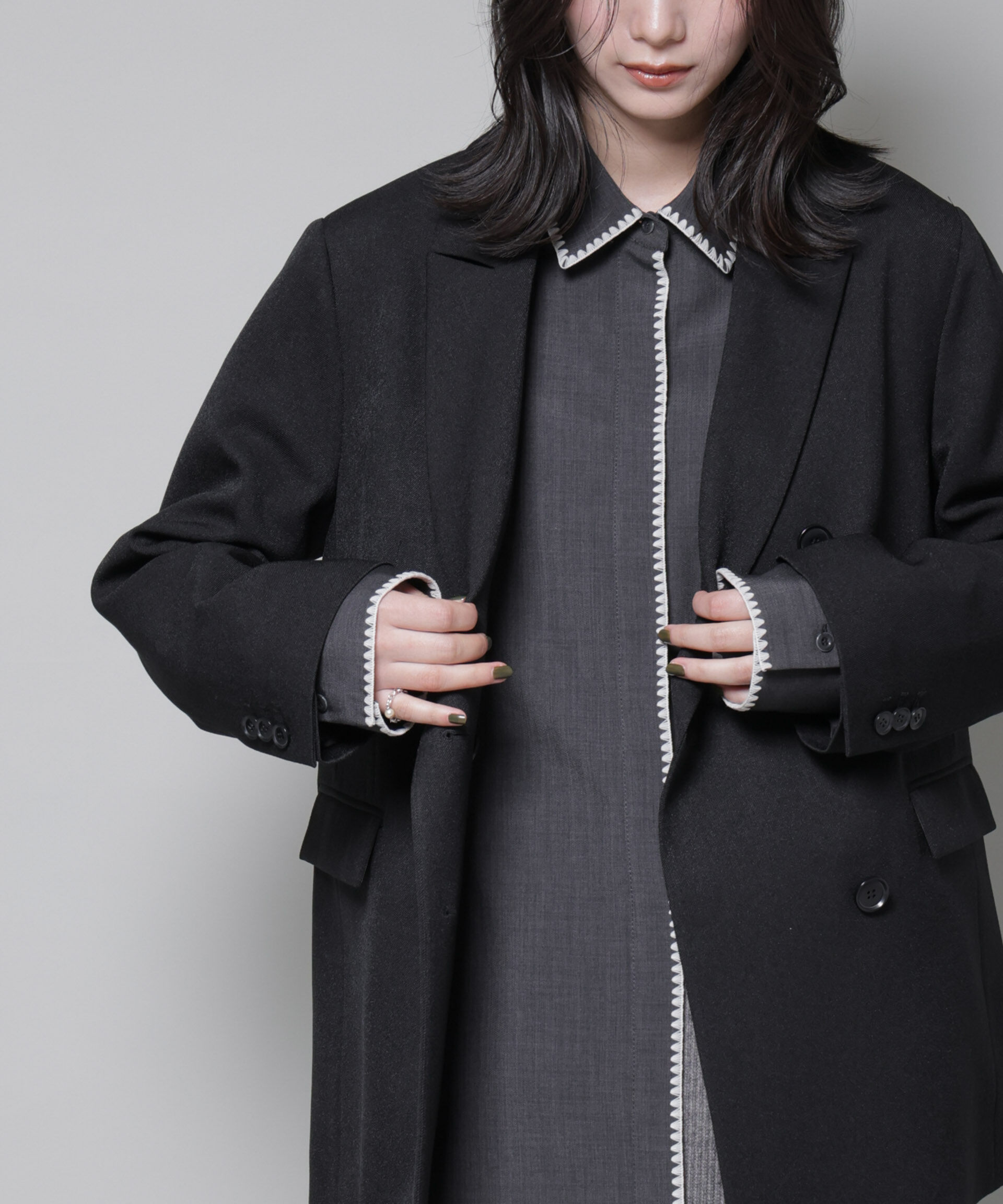 nano･universe「ストレッチサージダブルジャケット(セットアップ可)」|テーラードジャケット|