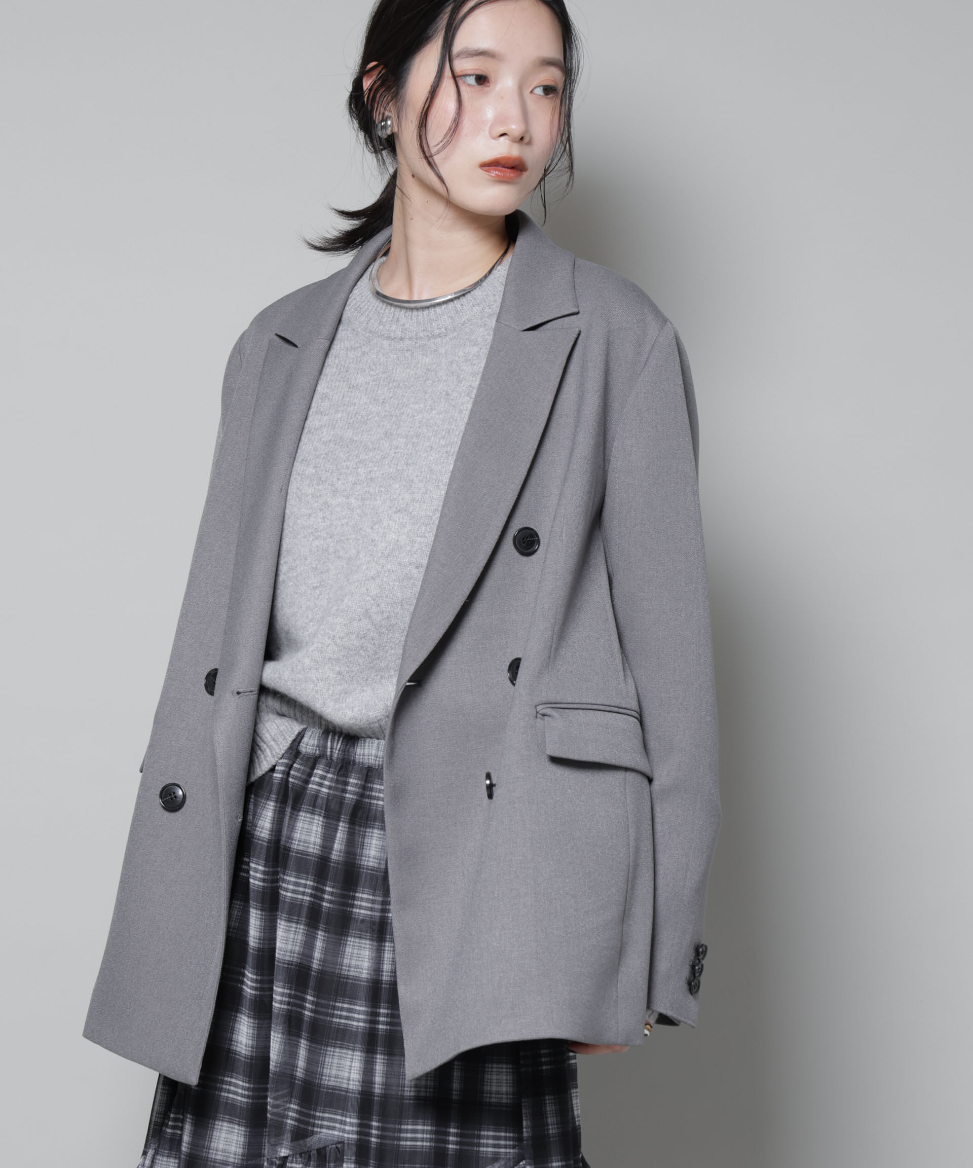 nano･universe「ストレッチサージダブルジャケット(セットアップ可)」|テーラードジャケット|