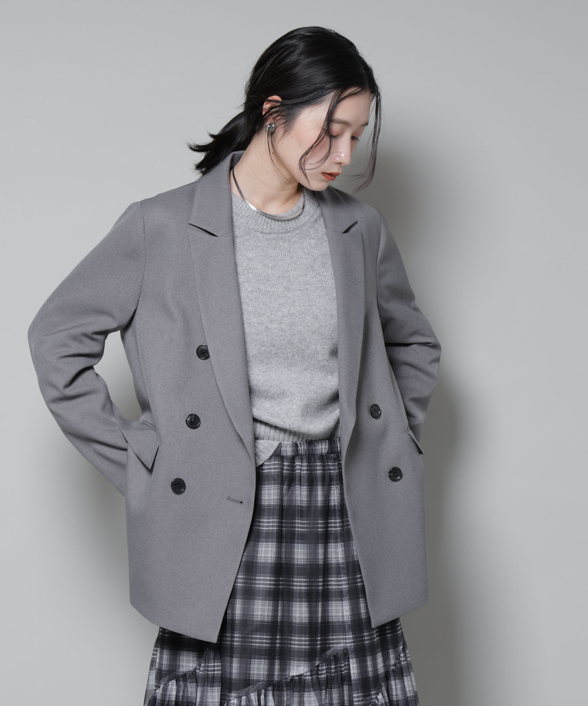 nano･universe「ストレッチサージダブルジャケット(セットアップ可)」|テーラードジャケット|