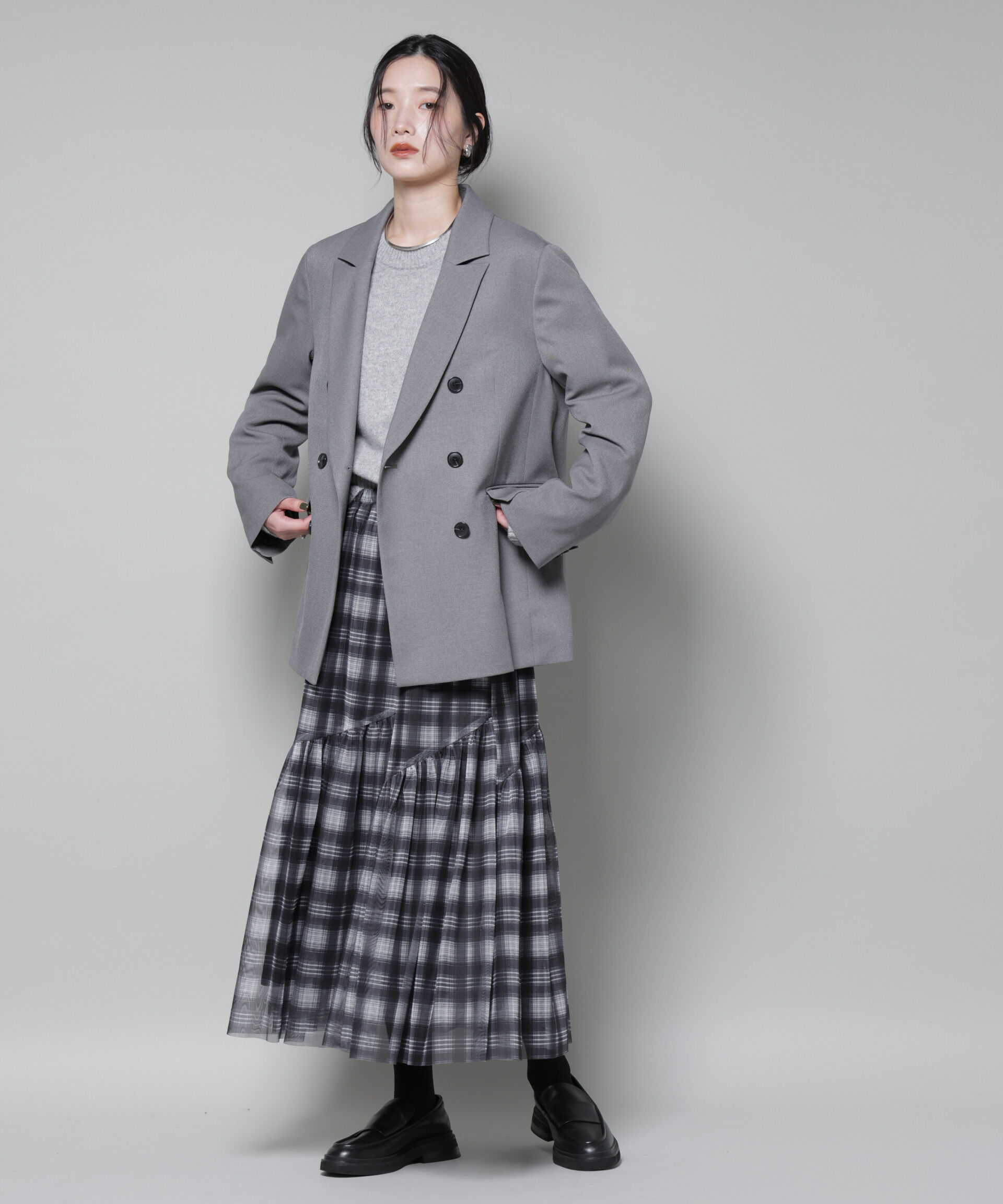 nano･universe「ストレッチサージダブルジャケット(セットアップ可)」|テーラードジャケット|