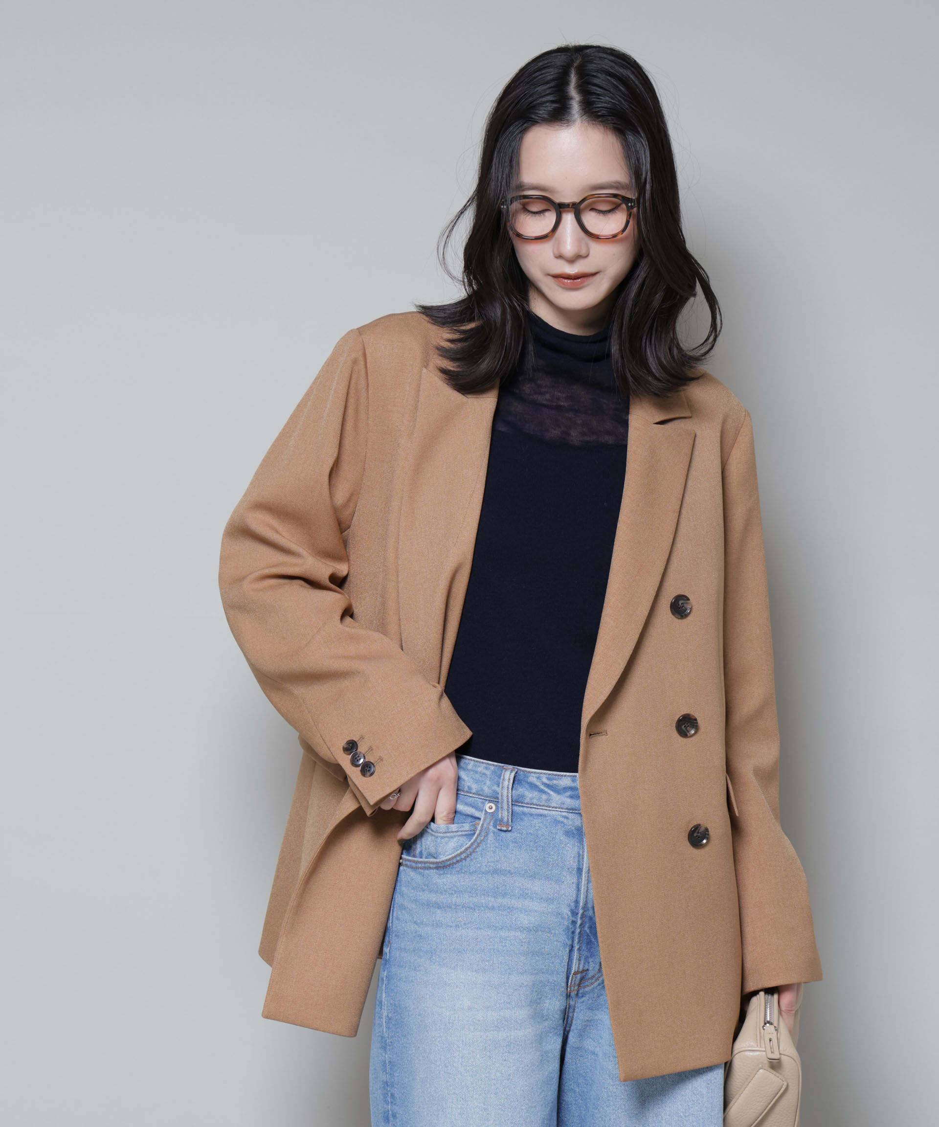 nano･universe「ストレッチサージダブルジャケット(セットアップ可)」|テーラードジャケット|