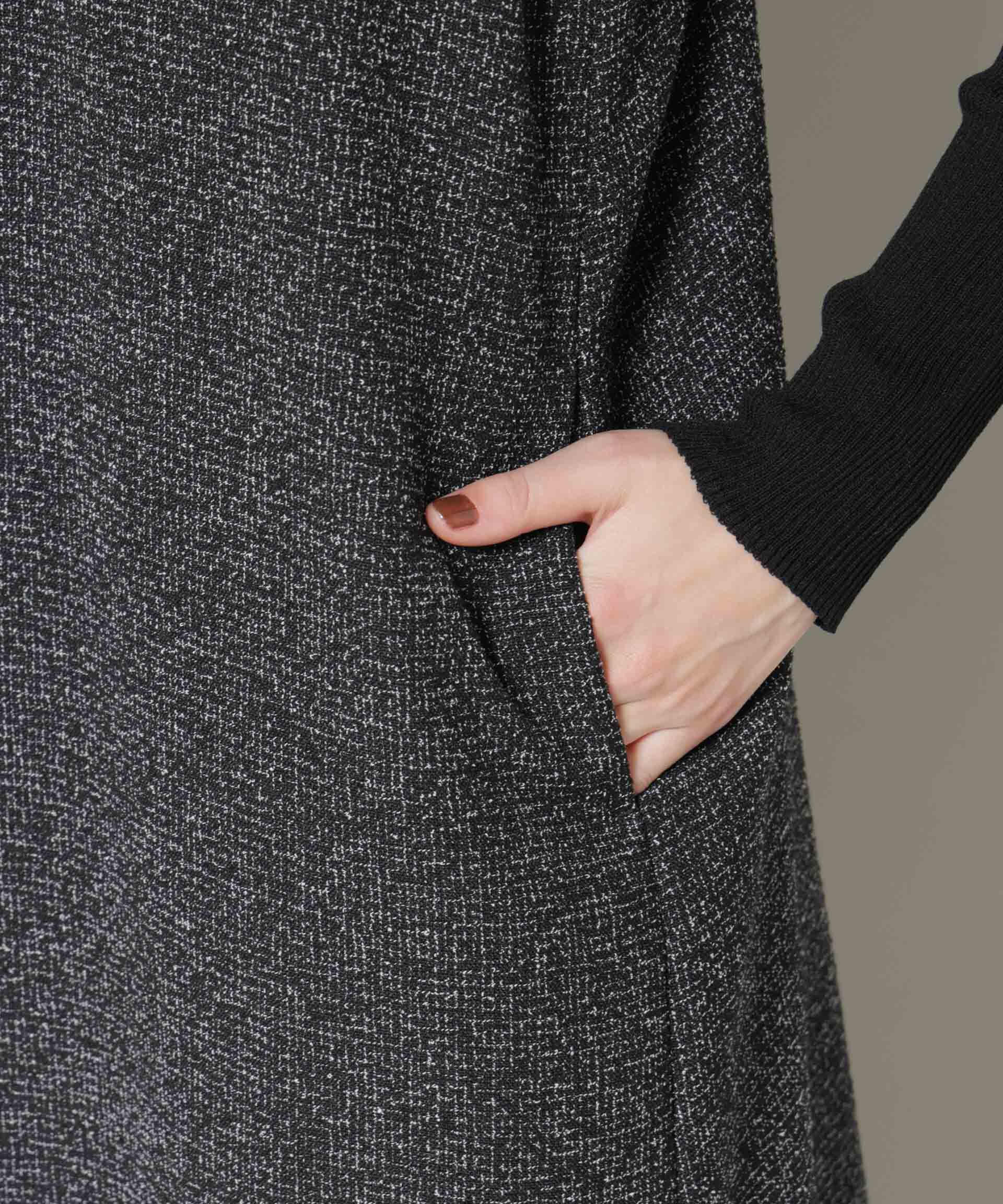 nano･universe「ツイードIラインワンピース&times;シアーリブニットセット」|ワンピース|