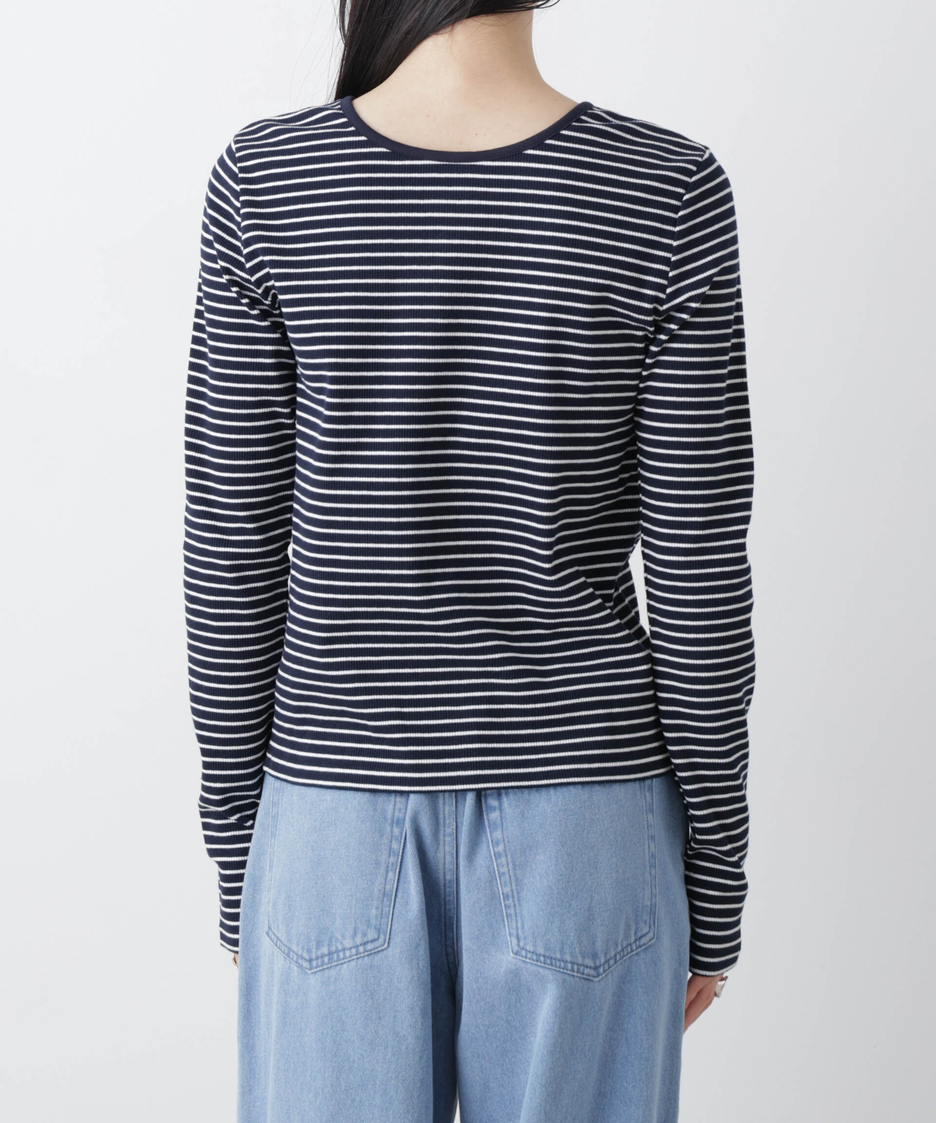 nano･universe「前後2wayスパンテレコカットボーダークルーカーディガン」|Tシャツ・カットソー|