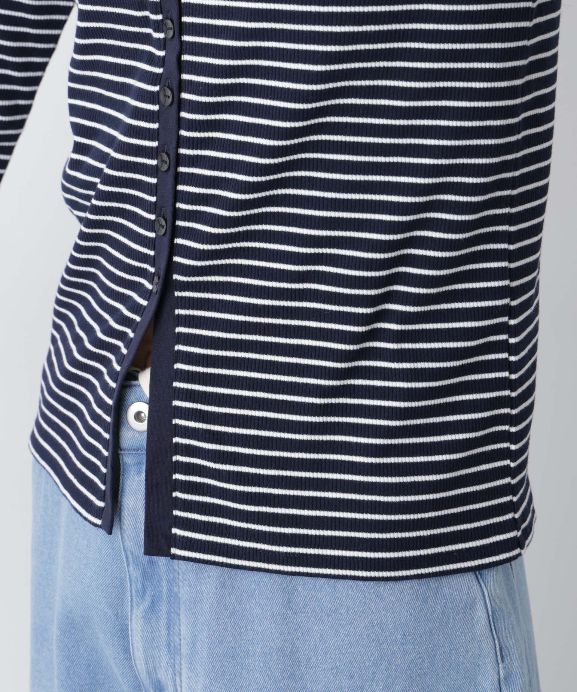 nano･universe「前後2wayスパンテレコカットボーダークルーカーディガン」|Tシャツ・カットソー|