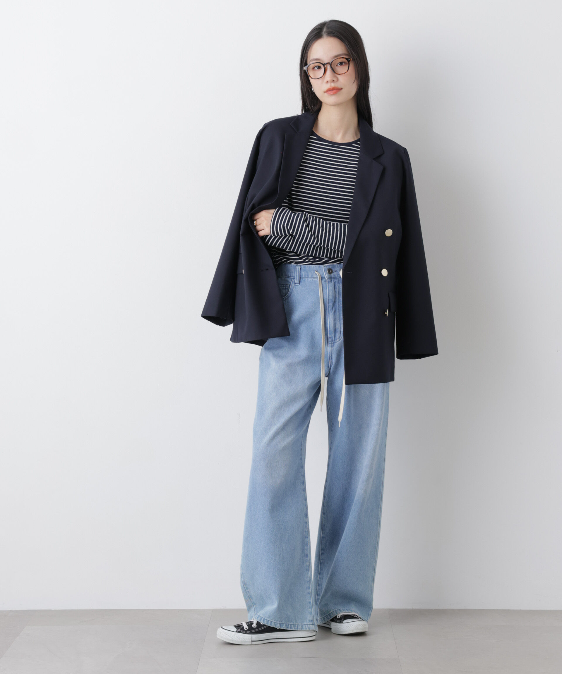 nano･universe「前後2wayスパンテレコカットボーダークルーカーディガン」|Tシャツ・カットソー|