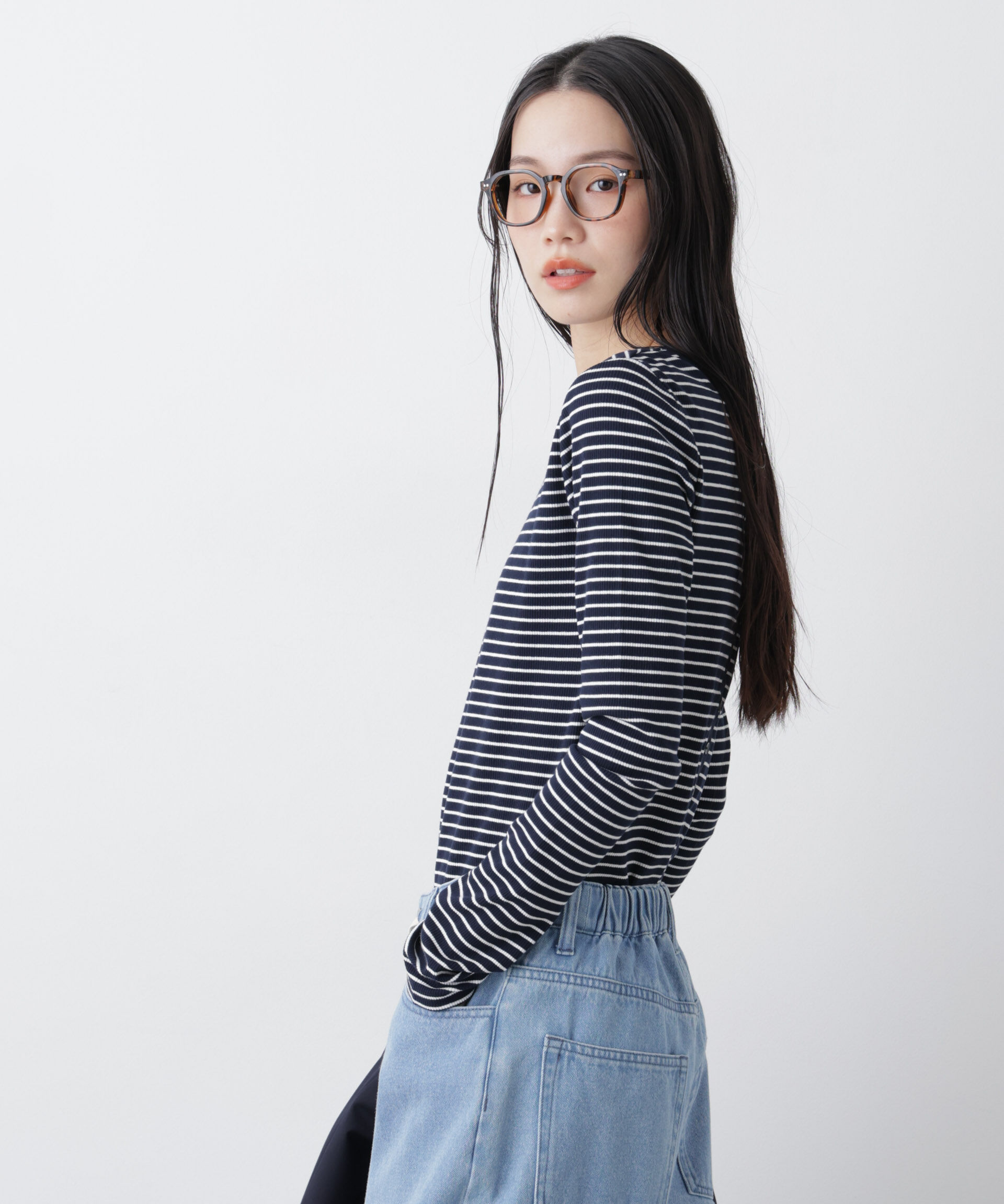 nano･universe「前後2wayスパンテレコカットボーダークルーカーディガン」|Tシャツ・カットソー|