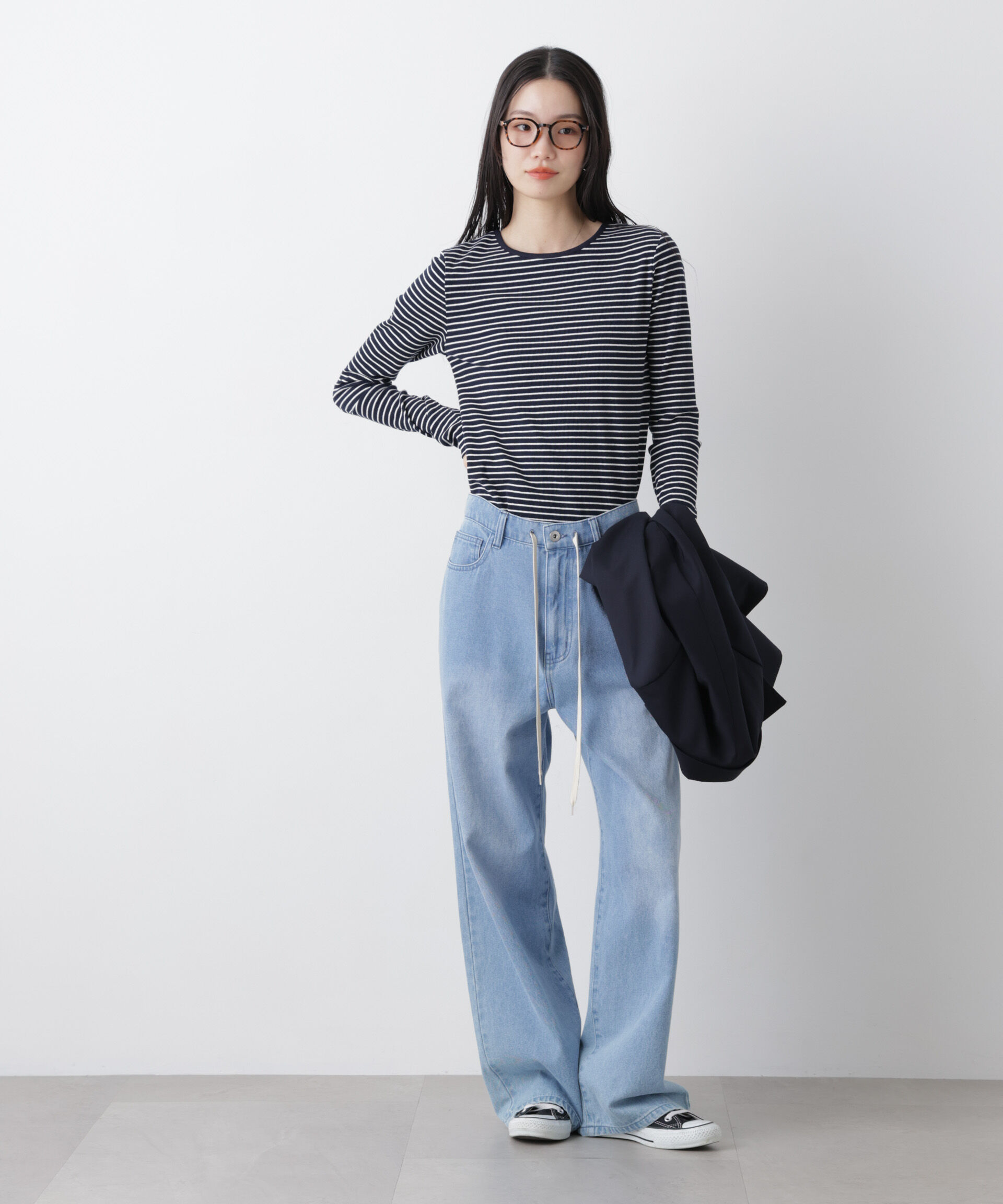 nano･universe「前後2wayスパンテレコカットボーダークルーカーディガン」|Tシャツ・カットソー|