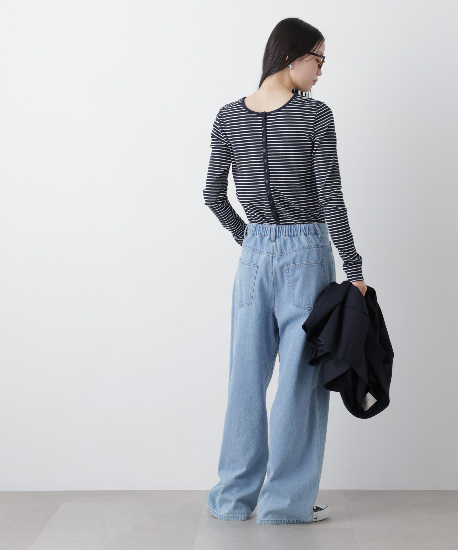 nano･universe「前後2wayスパンテレコカットボーダークルーカーディガン」|Tシャツ・カットソー|