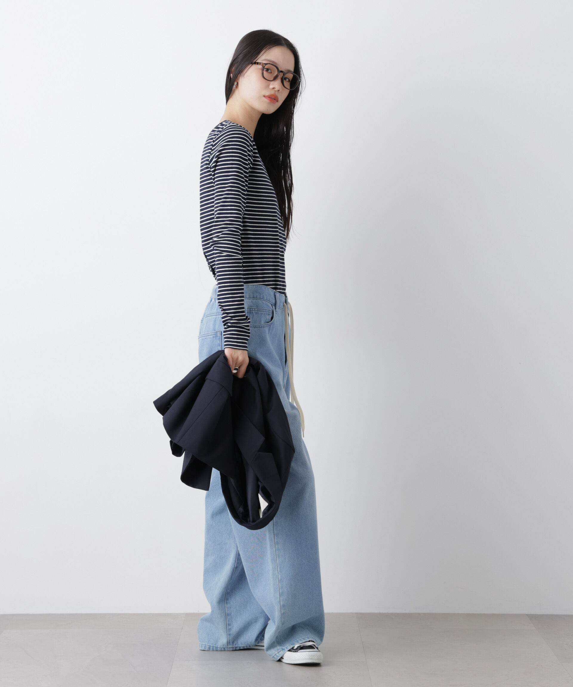 nano･universe「前後2wayスパンテレコカットボーダークルーカーディガン」|Tシャツ・カットソー|