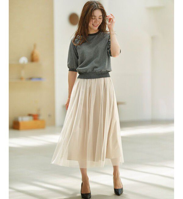 組曲「【WEB限定・2SET】シャイニーラメニット&times;チュールスカート」|スーツ|