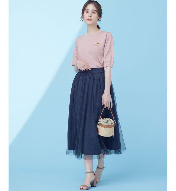 組曲「【WEB限定・2SET】シャイニーラメニット&times;チュールスカート」|スーツ|ローズ系