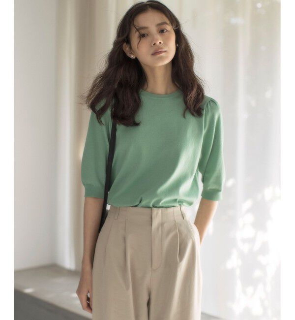 組曲「フラワーメタル ニットTシャツ」|ニット・セーター|グリーン