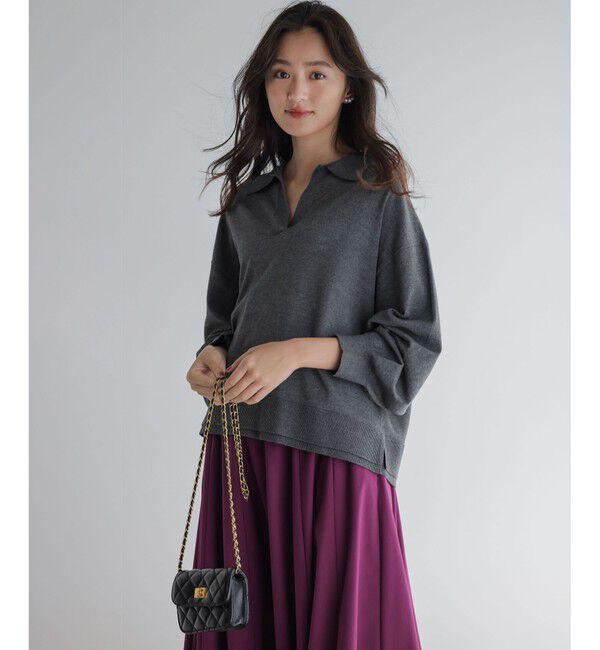 組曲「【加藤ローサさん着用】ポロ襟ストレッチニット」|ニット・セーター|