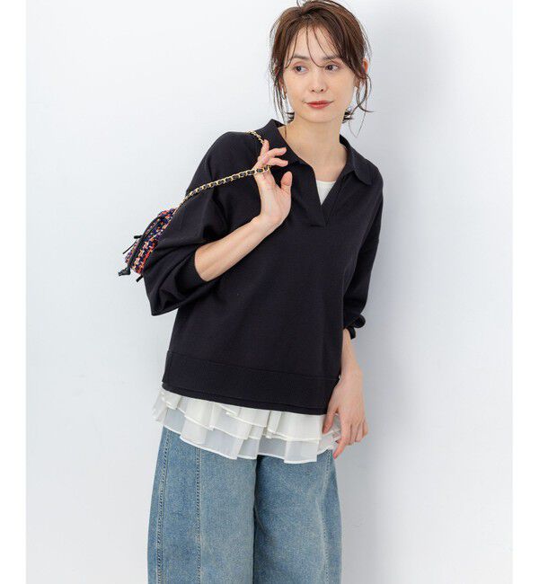 組曲「【加藤ローサさん着用】ポロ襟ストレッチニット」|ニット・セーター|